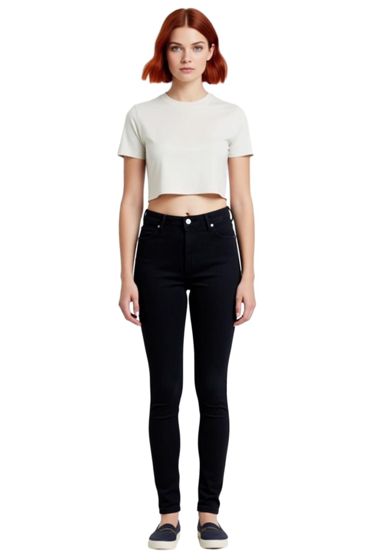 Kadın Moda Skinny Jegging Yüksek Bel Dar Paça Regular Boy Denim Günlük Mevsimlik Kullanım