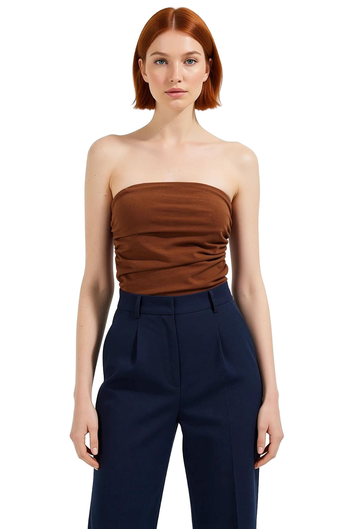 Kadın Straplez Fitted Örme Bluz Yazlık Günlük Kullanım Modern Stil Rahat