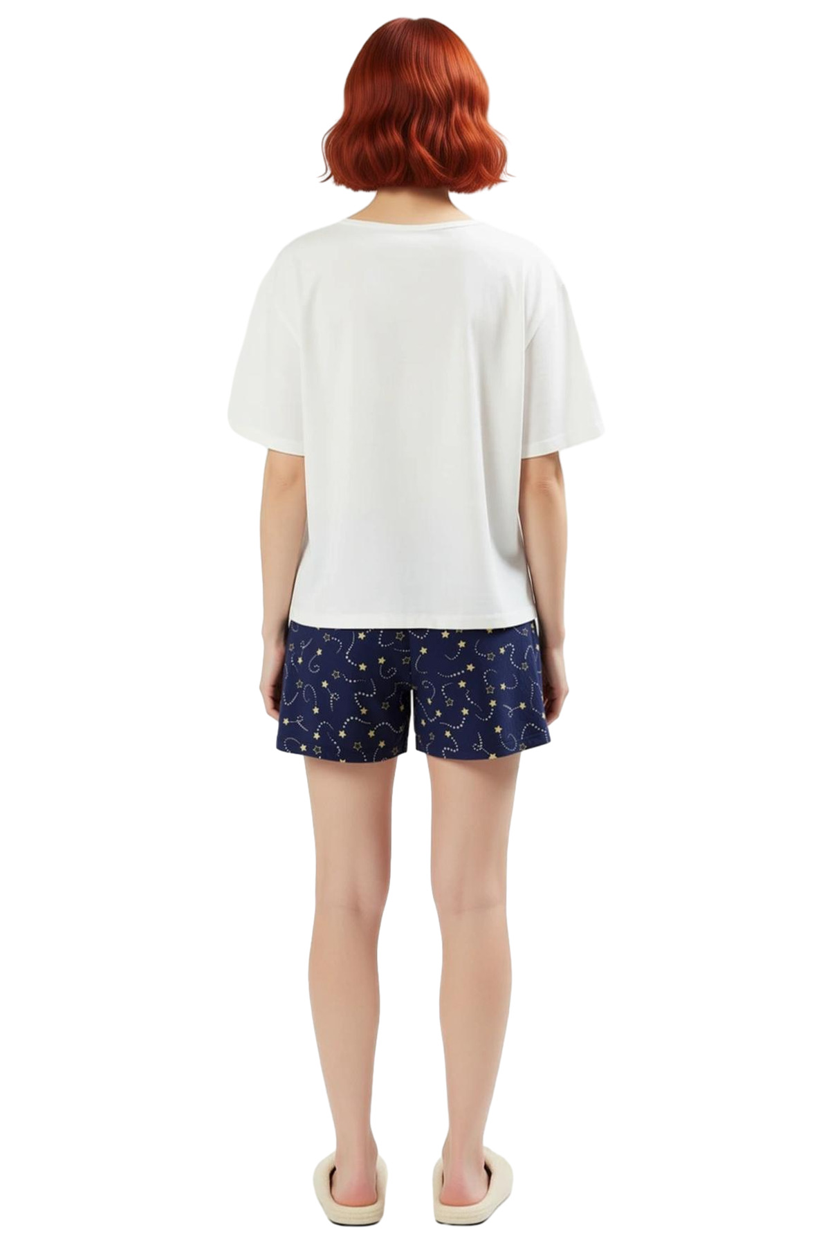 Kadın Kısa Kollu Bisiklet Yaka Pamuklu Pijama Takımı Premium Kalite Konforlu Kesim Trend Tasarım
