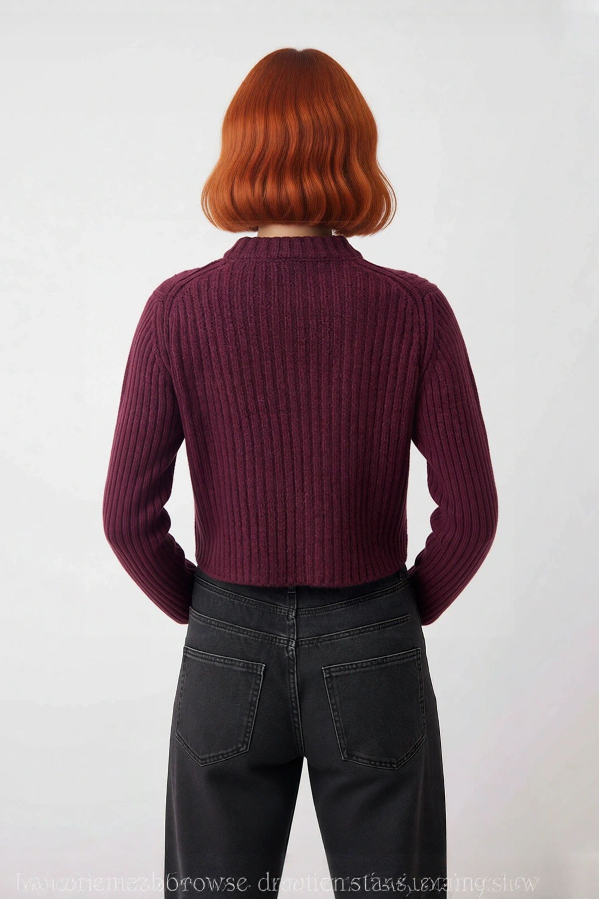 Kadın Regular Fit Crop Fitilli Bisiklet Yaka Uzun Kollu Orta Kalın Triko Kazak Kışlık Kombinlerin