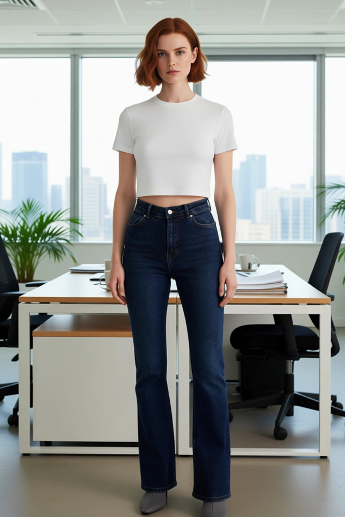 Kadın Moda Yüksek Bel İspanyol Paça Jean Denim Pantolon Günlük Kombinler Mevsimlik Kullanım