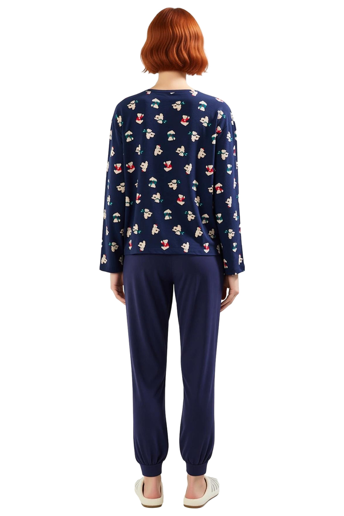 Kadın Ayıcıklı Pamuklu Pijama Takımı Kış Temalı Fonksiyonel Dayanıklı Kaliteli Konforlu Şık