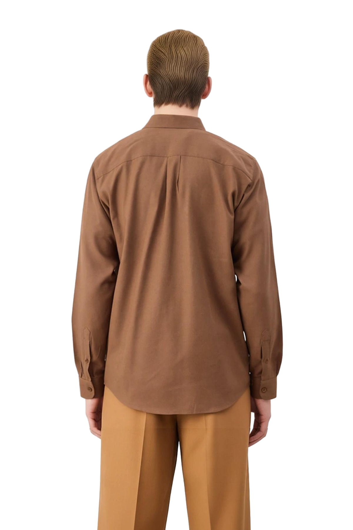 Erkek Gabardin Dokulu Uzun Kollu Düz Renk Regular Kesim Klasik Gömlek Günlük Şıklık Modern