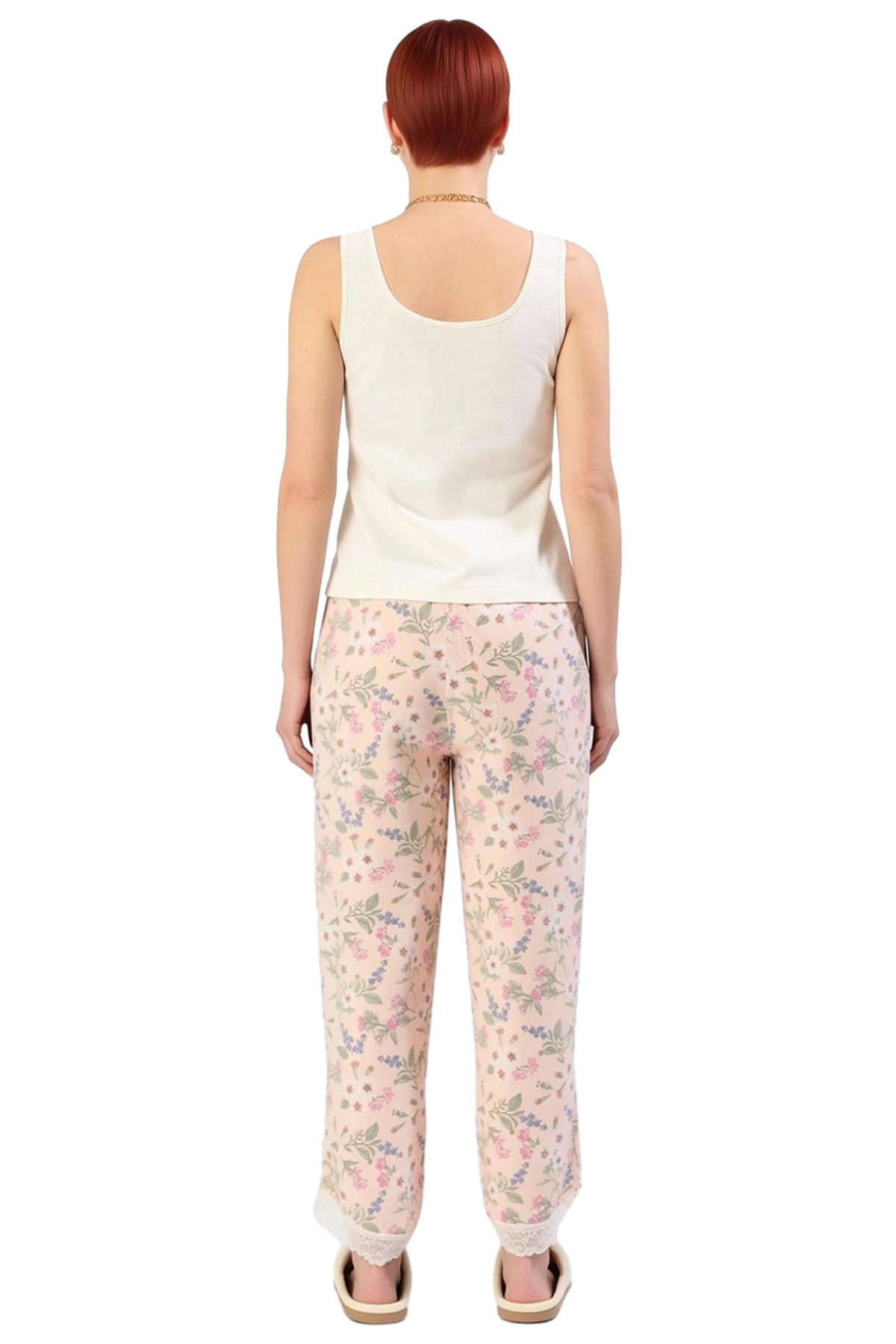 Kadın Çiçekli Viskon Pijama Takımı Rahat Kalıp Mükemmel Uyum Profesyonel Görünüm