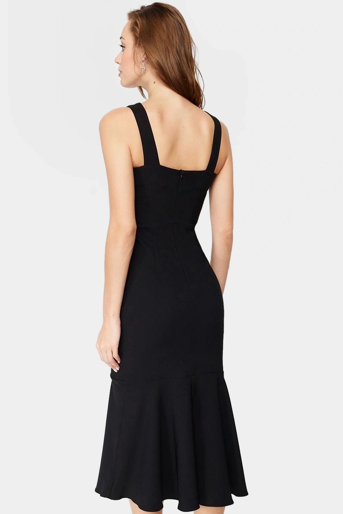 Kadın Midi Boy Bodycon Elbise Kalp Yaka Dokuma Kumaş Yazlık Günlük Kullanım Modern Tasarım
