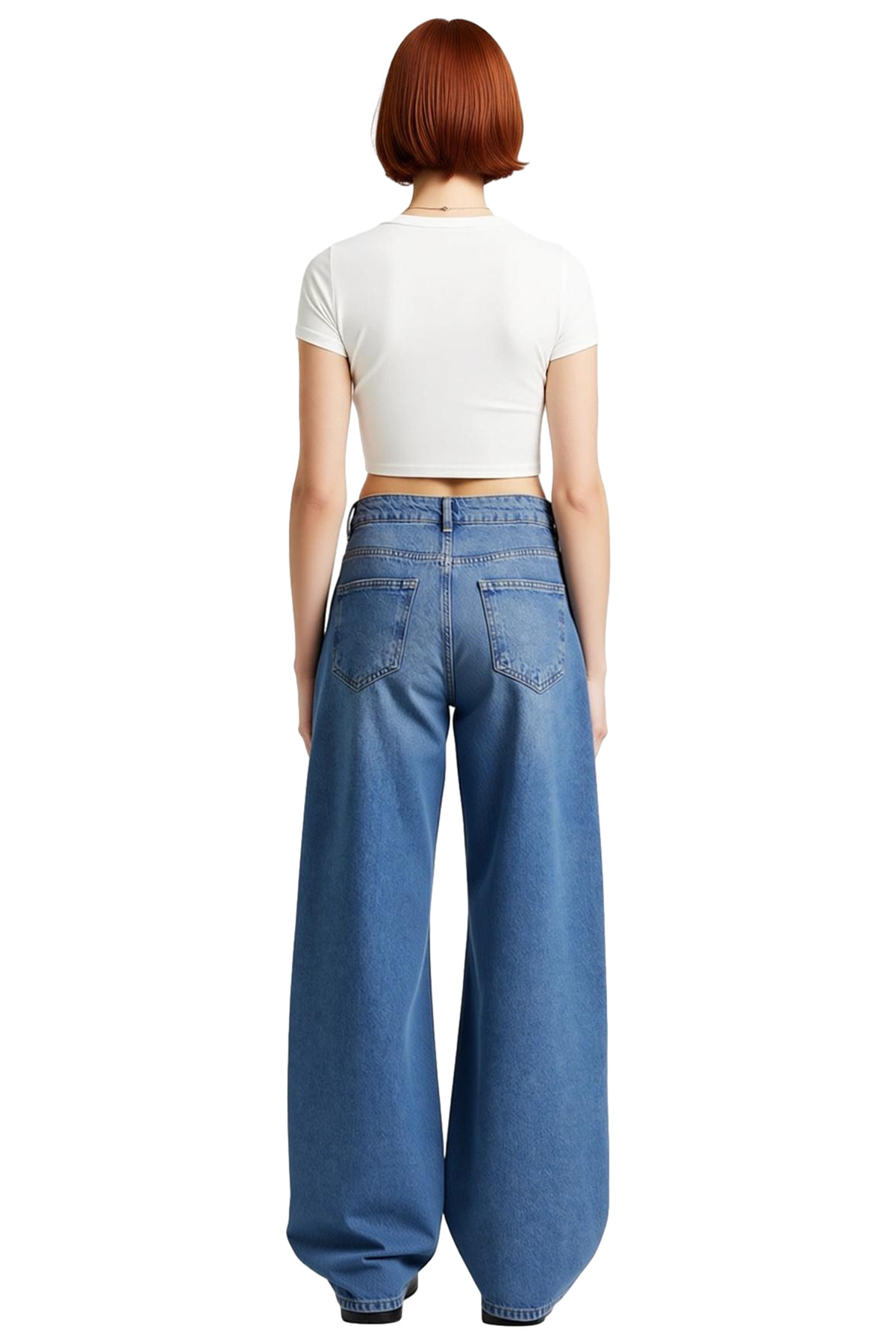 Kadın Geniş Paça Denim Pantolon Fonksiyonel Dayanıklı Kaliteli Konforlu Estetik Premium Şık