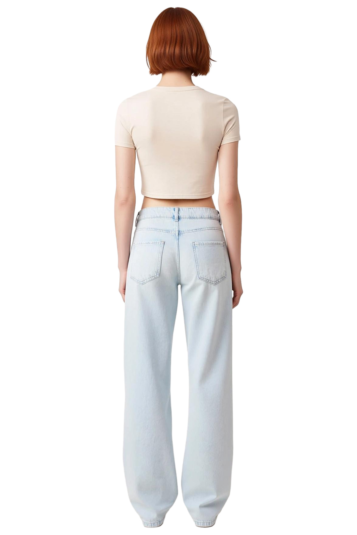 Kadın Moda Düşük Bel Geniş Paça Jean Pantolon Pamuk Günlük Stil Hafta Sonu Mevsimlik Kullanım