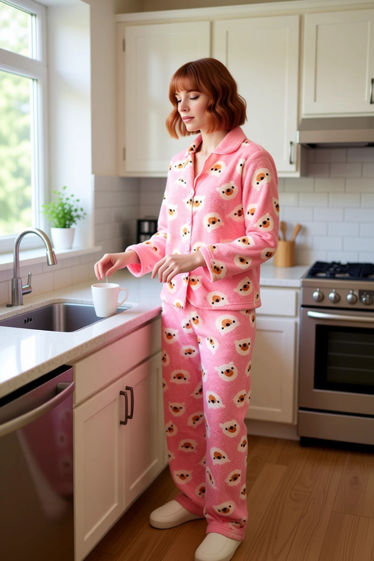 Kadın Ayıcık Desenli Wellsoft Pijama Takımı Fonksiyonel Dayanıklı Kaliteli Konforlu Modern