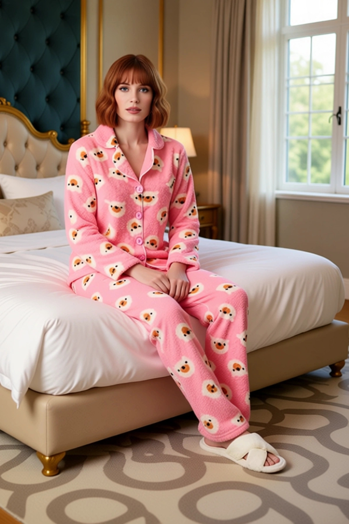 Kadın Ayıcık Desenli Wellsoft Pijama Takımı Fonksiyonel Dayanıklı Kaliteli Konforlu Modern
