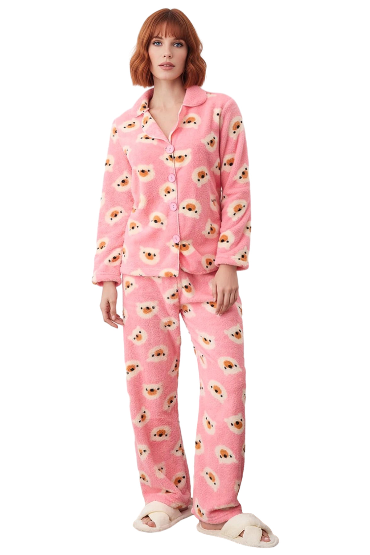 Kadın Ayıcık Desenli Wellsoft Pijama Takımı Fonksiyonel Dayanıklı Kaliteli Konforlu Modern
