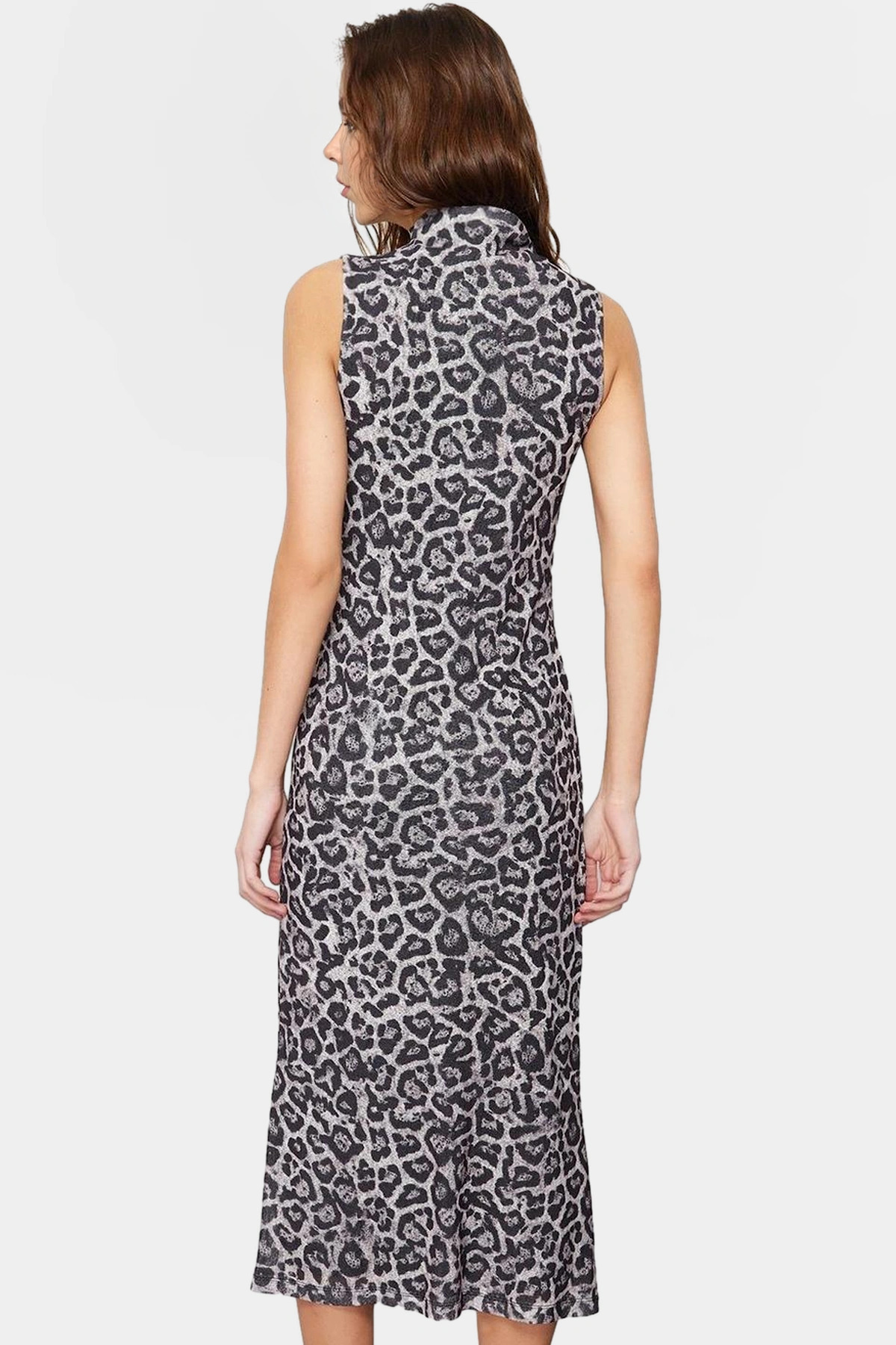 Kadın Leopar Desenli Midi Kalem Elbise Bodycon Kalıp Örme Kumaş Yazlık Yaz Aylarının Vazgeçilmezi