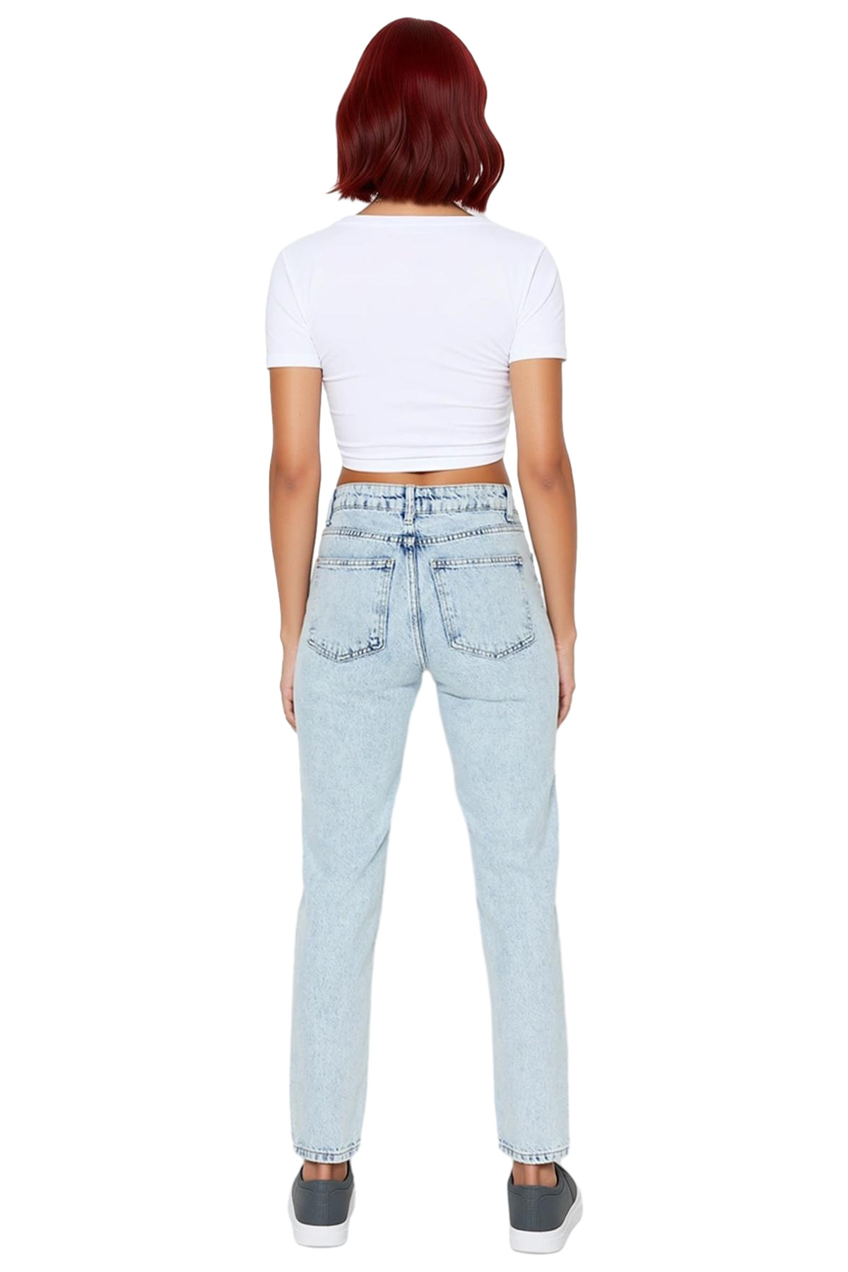 Kadın Moda Yüksek Bel Geniş Paça Mom Jean Denim Pantolon Günlük Stil Mevsimlik Kullanım