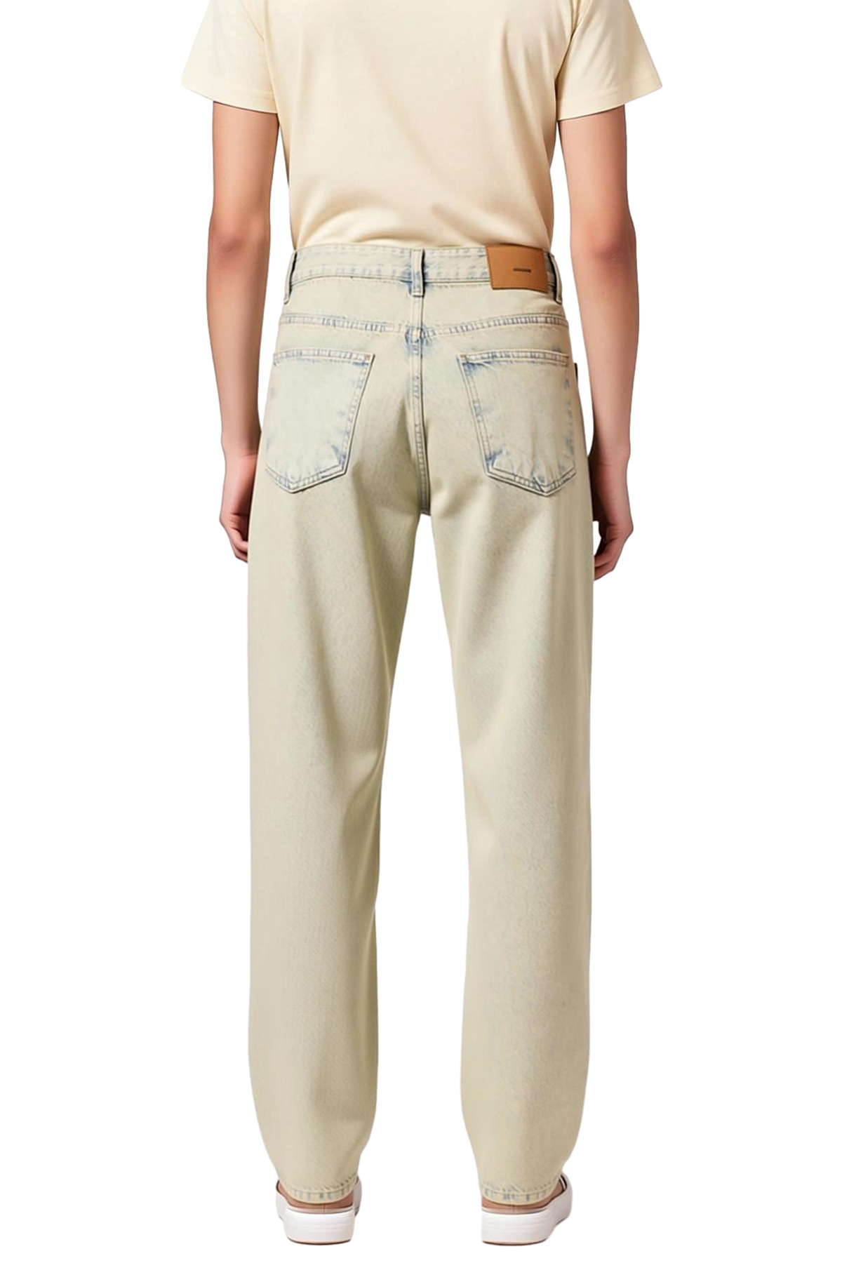 Kadın Geniş Paça Vintage Efektli Kot Pantolon Fonksiyonel Dayanıklı Kaliteli Konforlu Spor