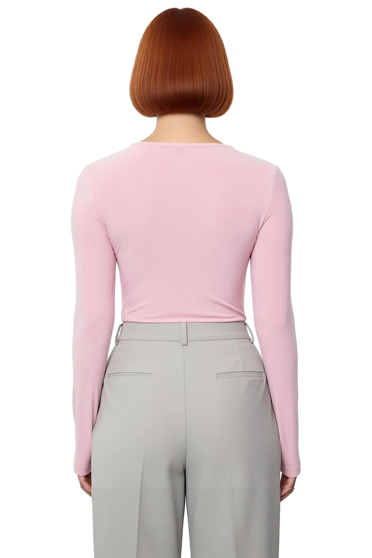 Kadın Pembe V Yaka Büzgülü Drape Detaylı Esnek Örme Bluz Günlük Kullanım İçin Şık Ve Feminine