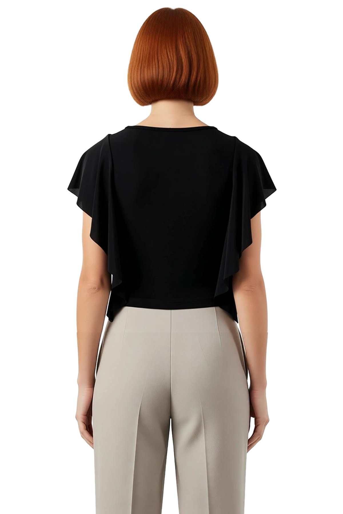 Kadın Bisiklet Yaka Kısa Kollu Örme Bluz Crop Kaliteli İşçilik Modern Stil Özenle Seçilmiş
