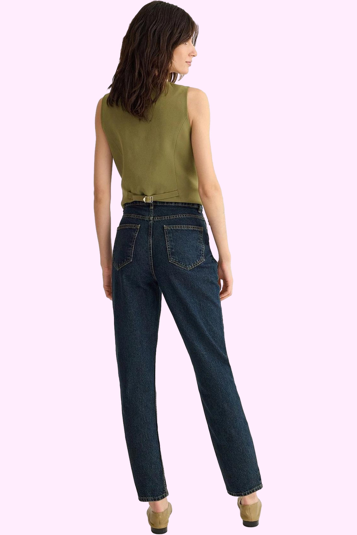 Kadın Moda Yüksek Bel Mom Jean Geniş Paça Pamuk Günlük Kombinler Hafta Sonu Mevsimlik Kullanım