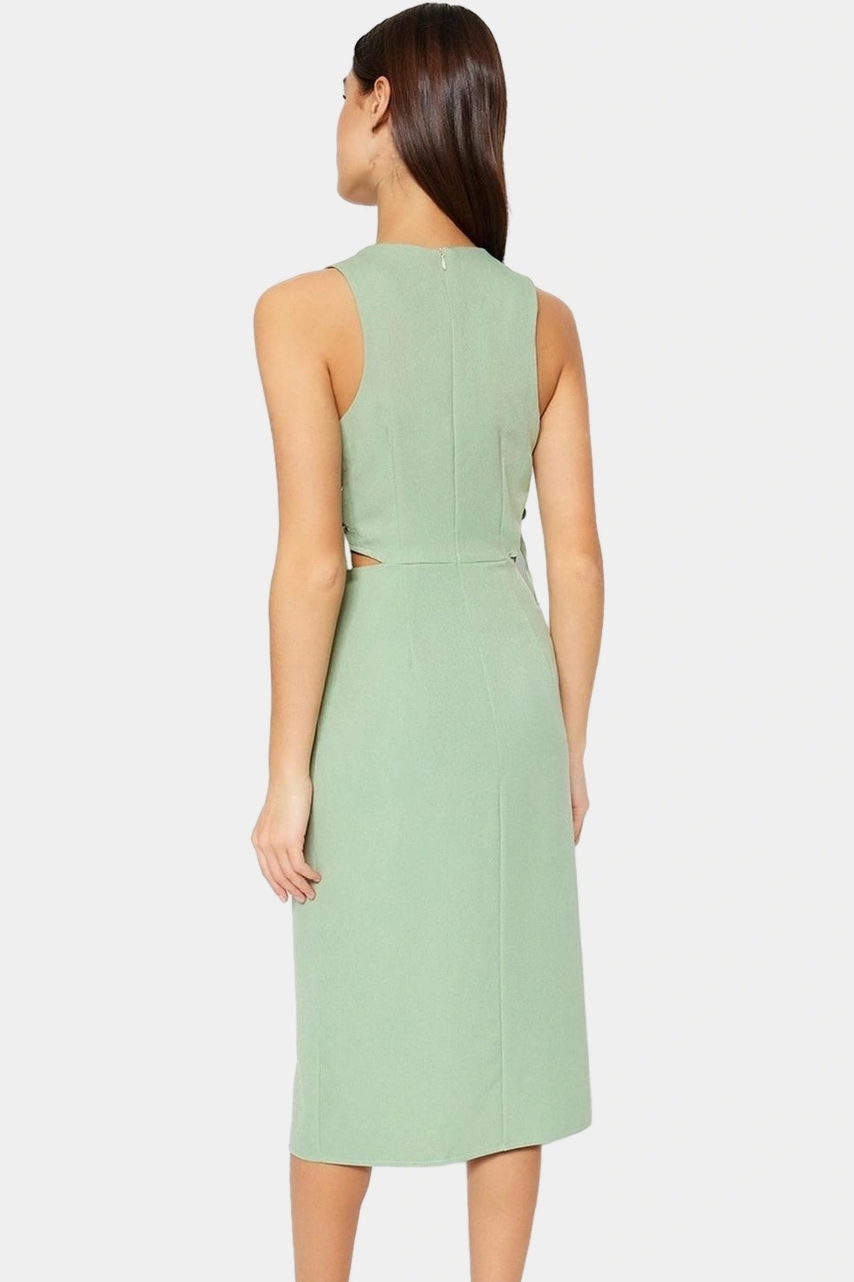 Kadın Yazlık Bodycon Elbise Midi Boy Kesim 87 Polyester 13 Elastan Cut Out Detaylı Günlük Kullanım