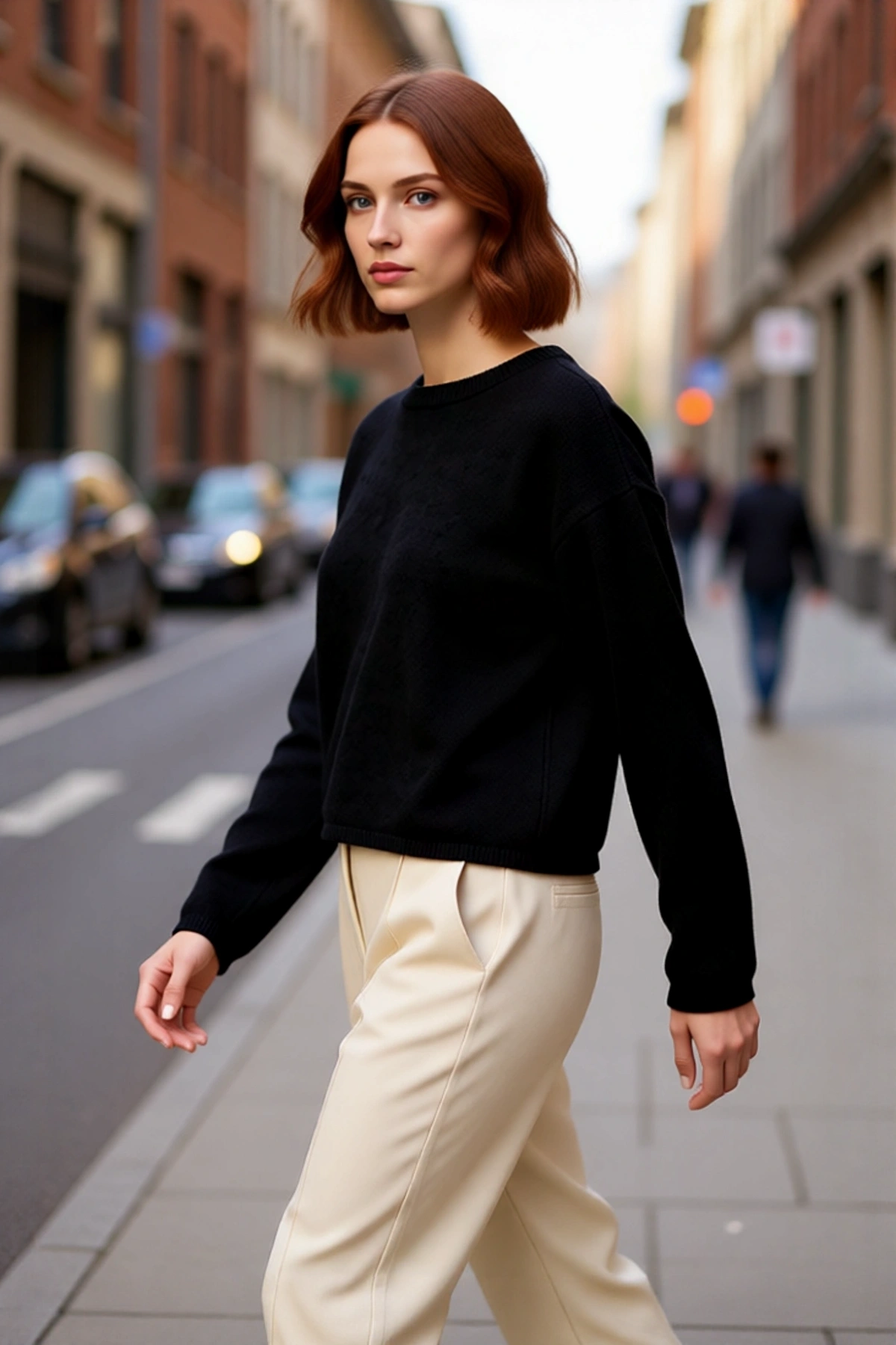 Kadın Oversize Fit Düşük Kol Bisiklet Yaka Basic Triko Kazak Casual Günlük Kış Şıklığı Sunar