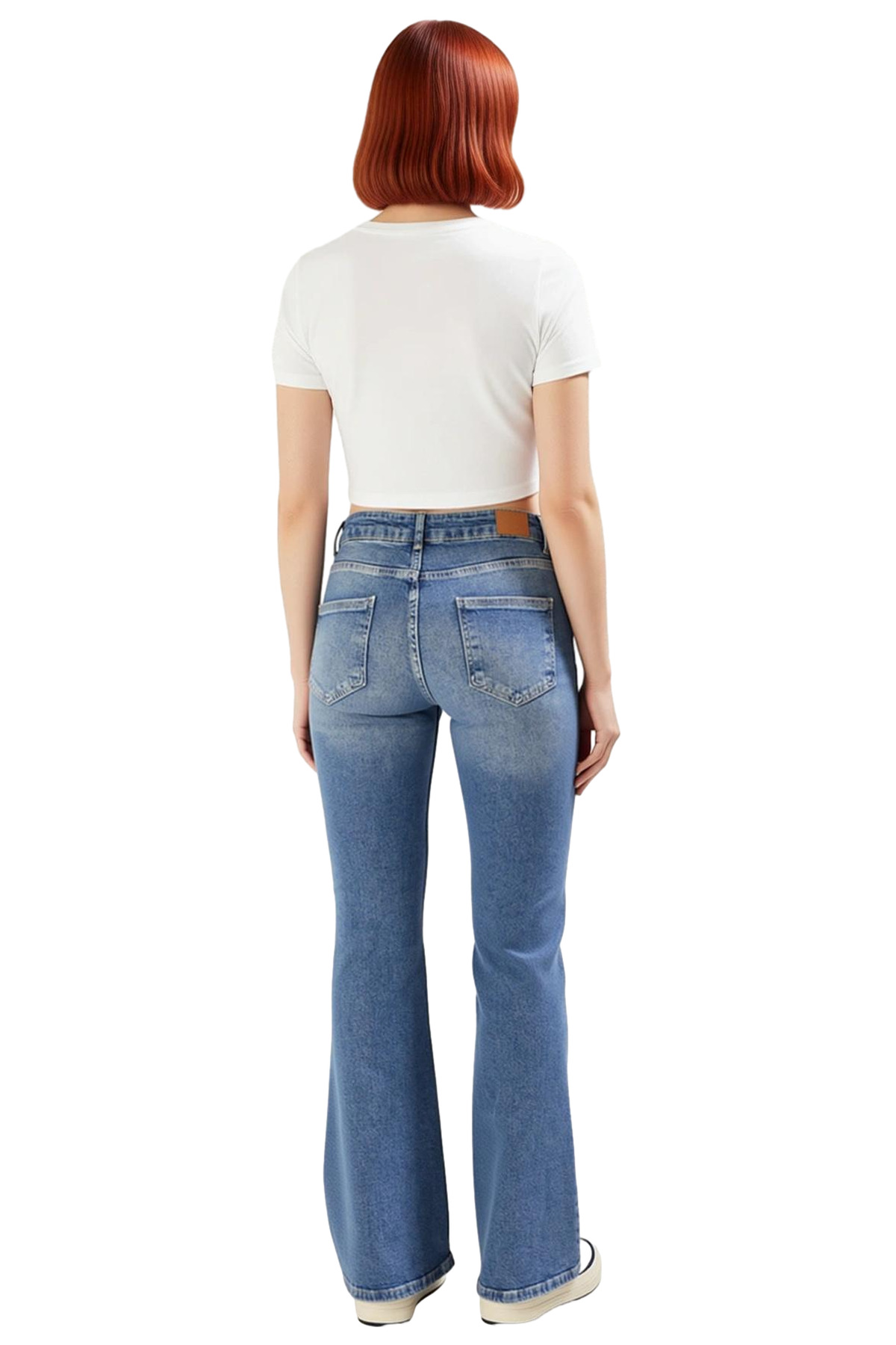 Kadın Moda Düşük Bel Flare Jean Pantolon Pamuk Günlük Stil Hafta Sonu Mevsimlik Kullanım