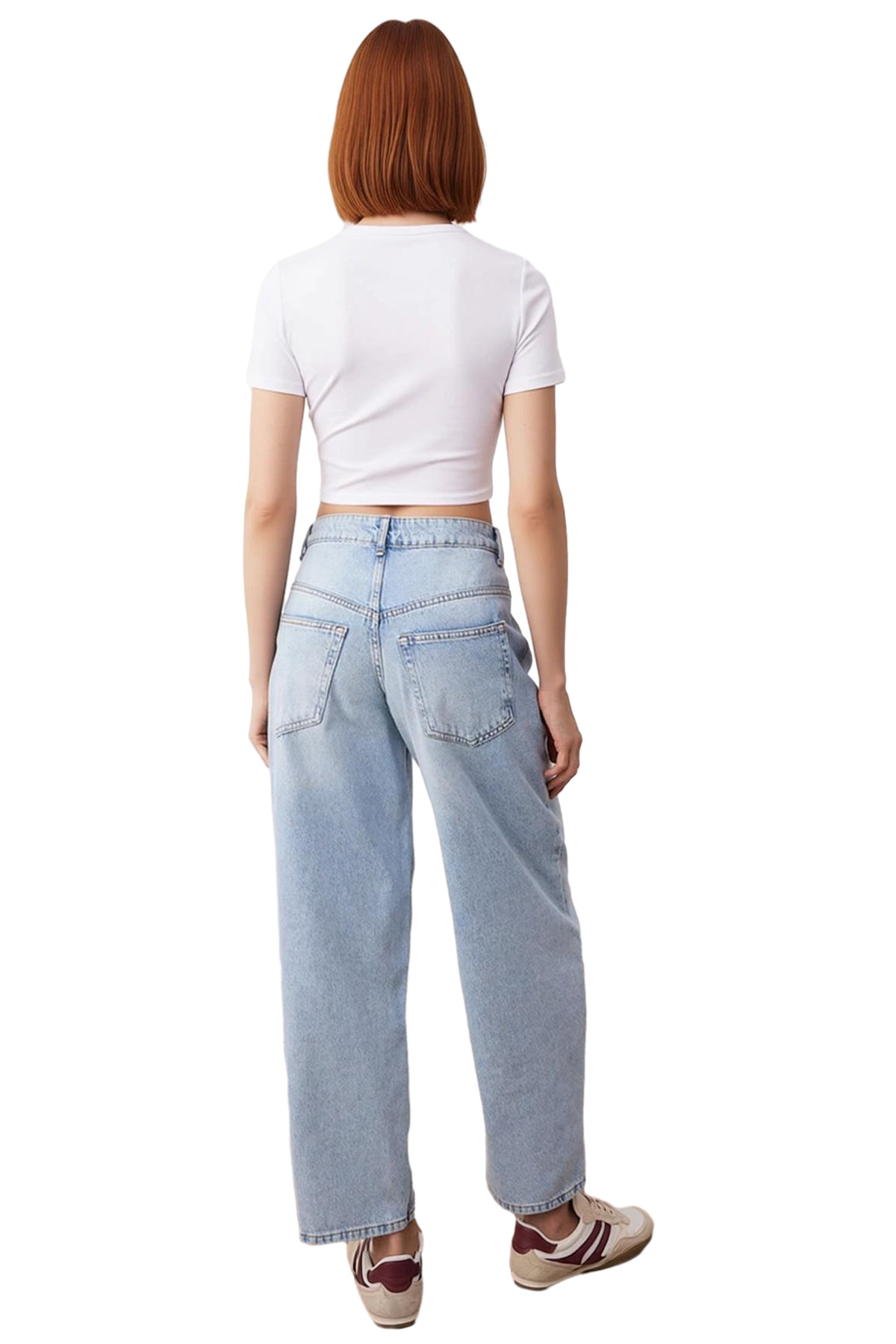 Kadın Açık Geniş Paça Denim Pantolon Fonksiyonel Dayanıklı Kaliteli Konforlu Estetik Rahat