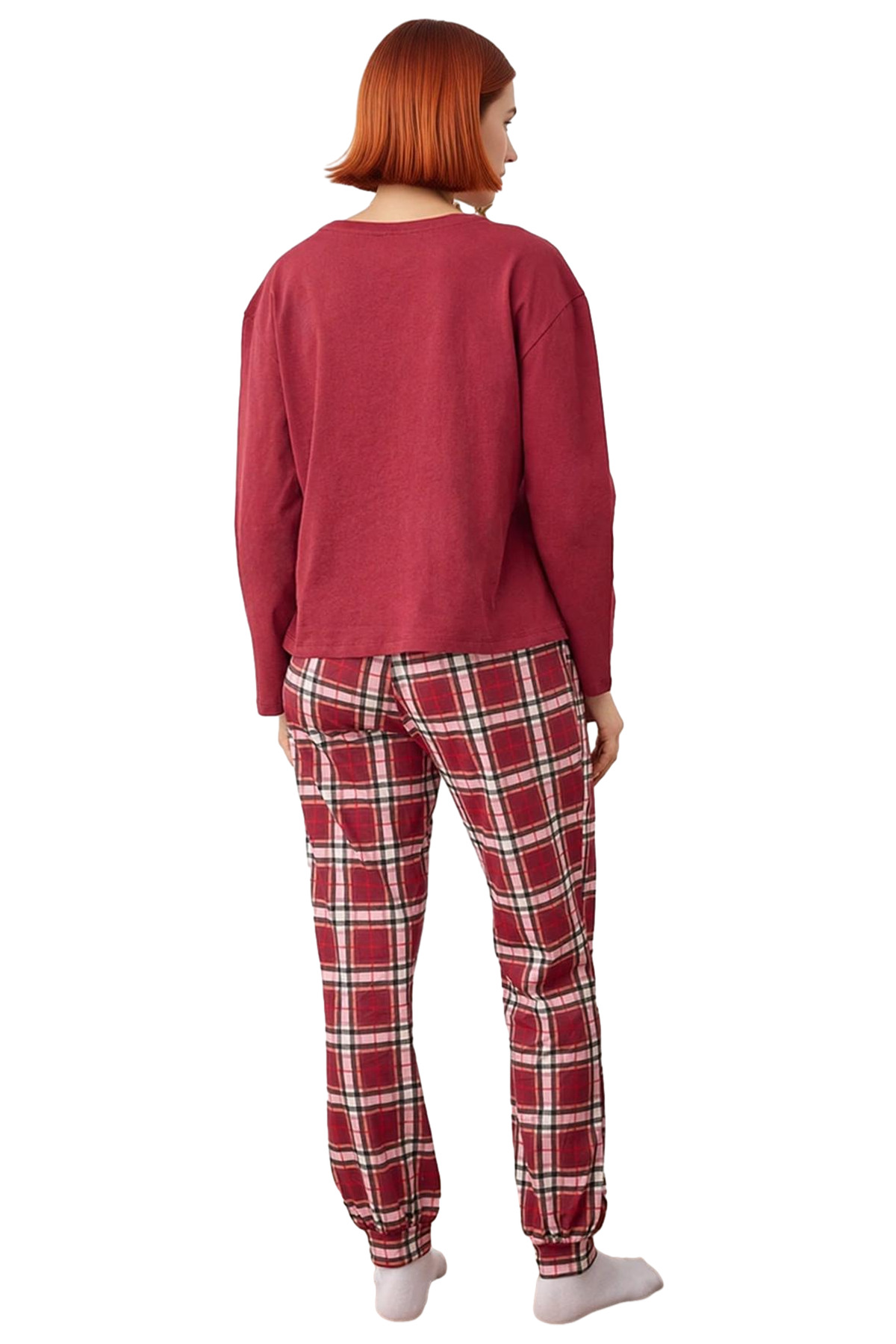 Kadın Kışlık Yılbaşı Temalı Bisiklet Yaka Pijama Takımı Fonksiyonel Dayanıklı Kaliteli Şık