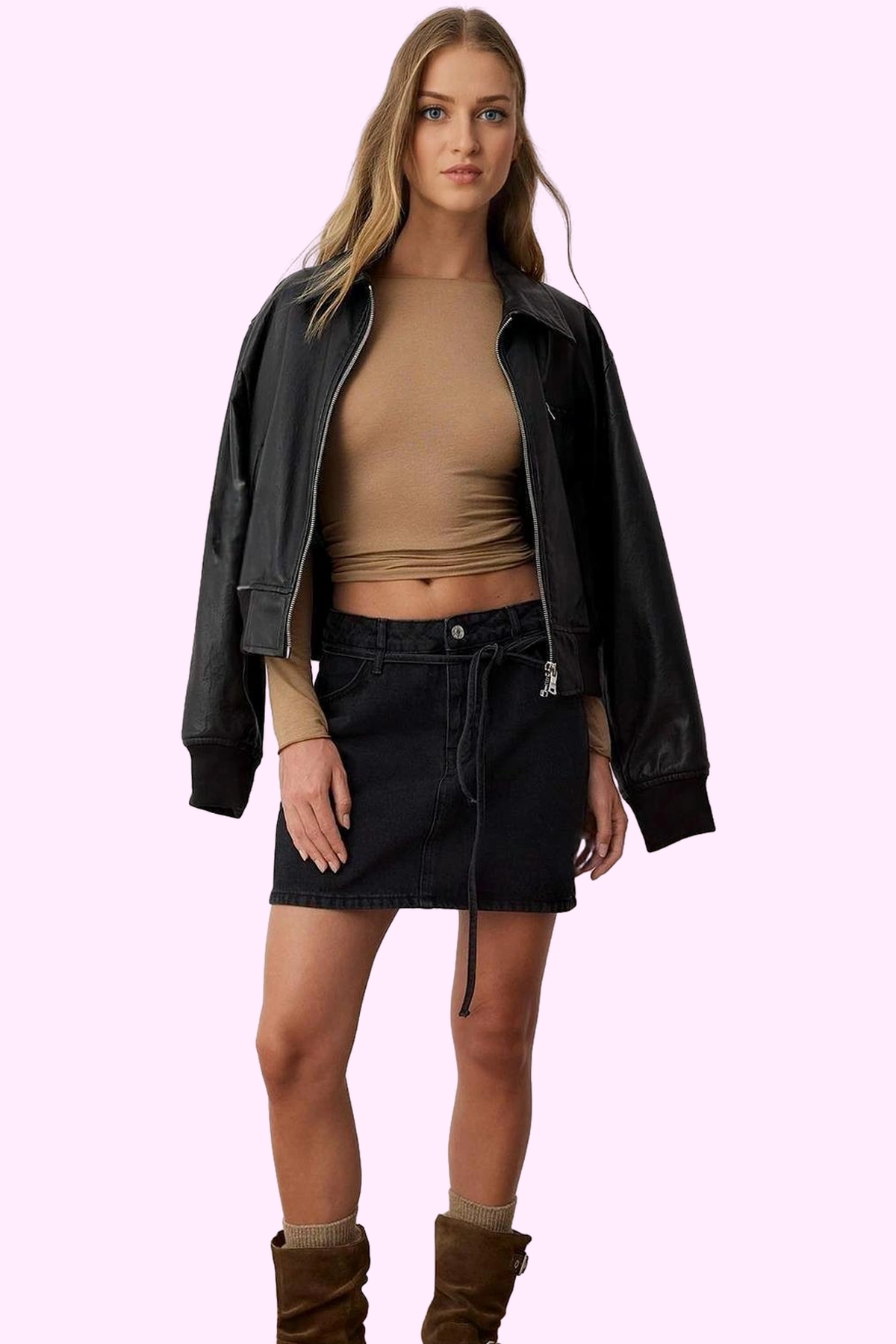 Kadın Denim Midi Boy Etek Yüksek Bel Rigid Dokuma Pamuklu Günlük Stil Yaz Aylarının Vazgeçilmezi