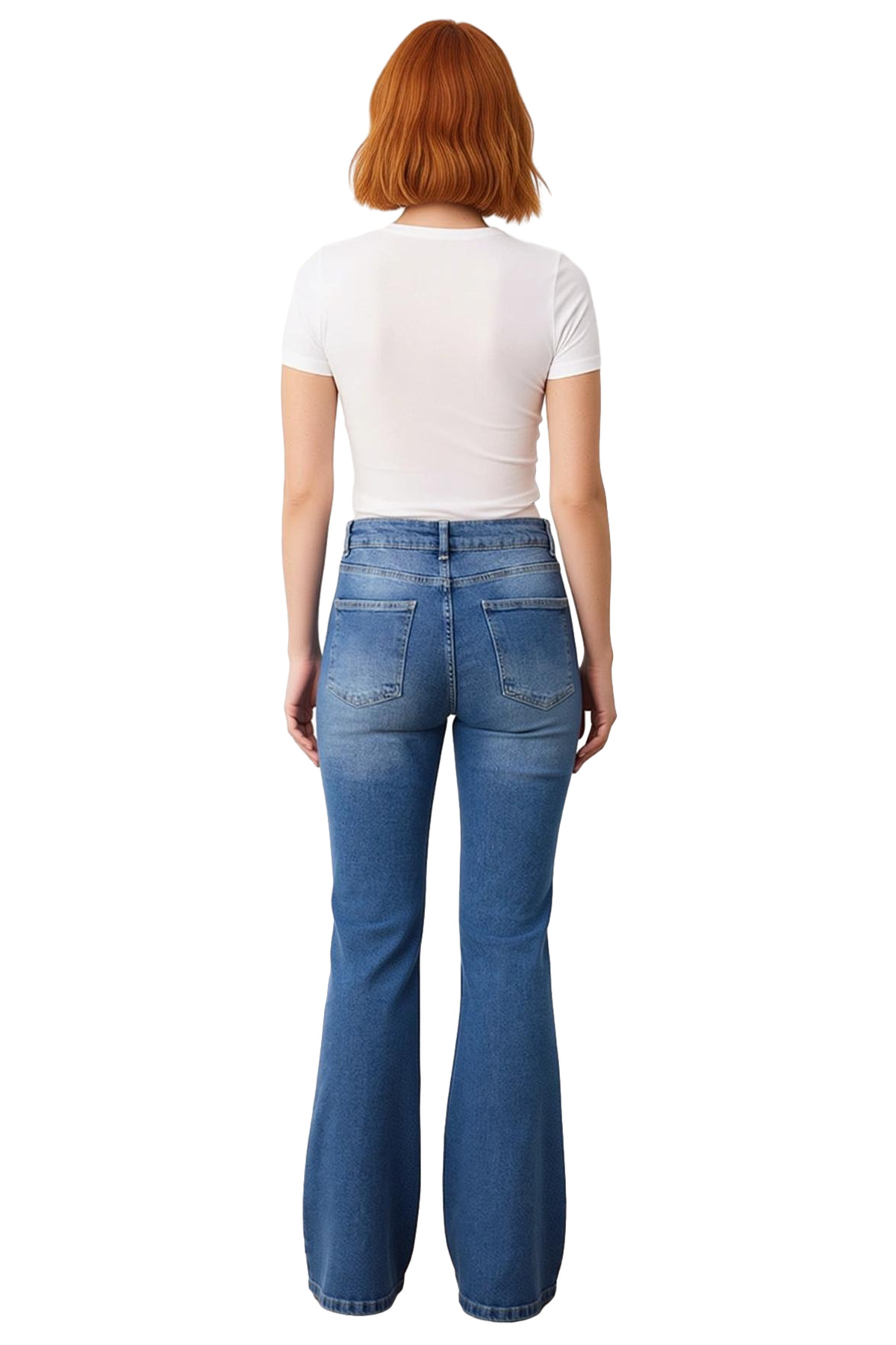 Kadın Moda Yüksek Bel Flare Jean Rengi Comfort Dokuma Günlük Stil Hafta Sonu Mevsimlik Kullanım