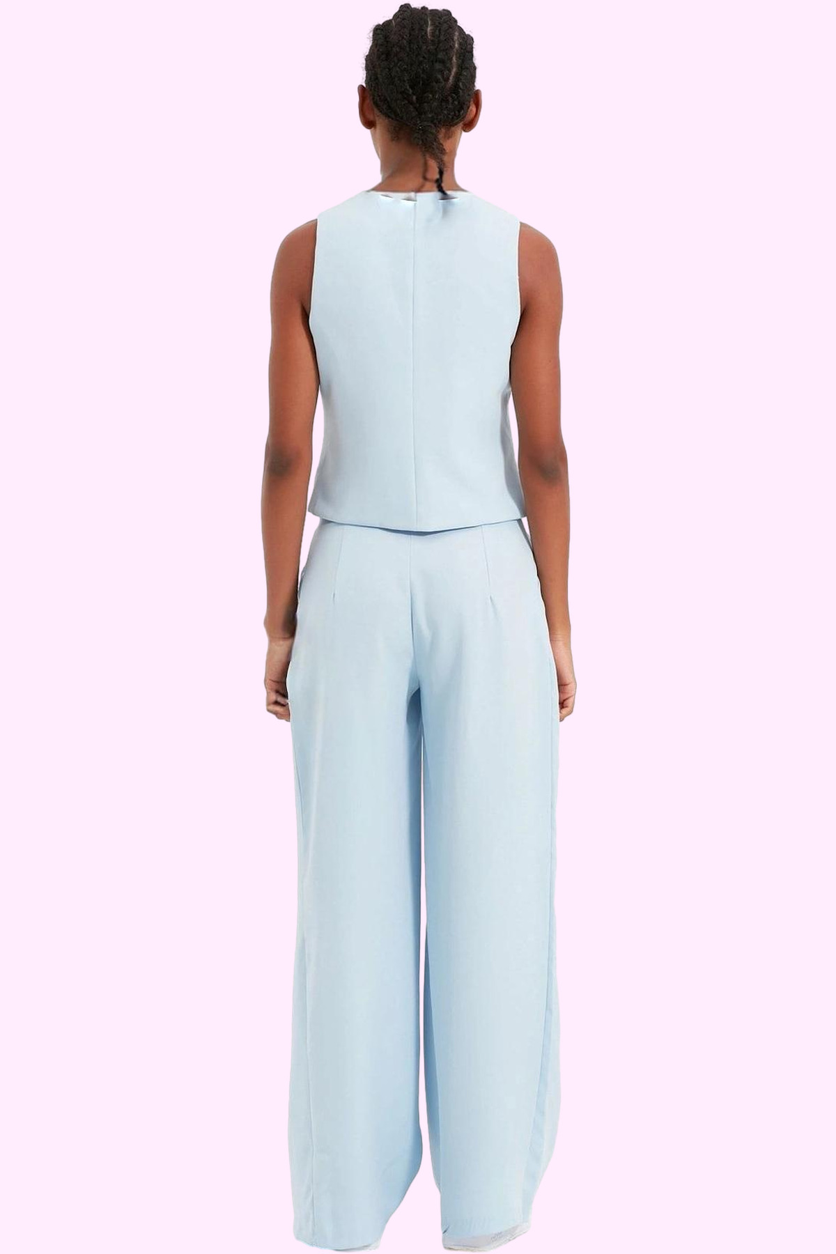 Kadın Moda Geniş Paça Pantolon Yüksek Bel Düz Desen Finike Dokuma Günlük Kullanım Modern Tasarım