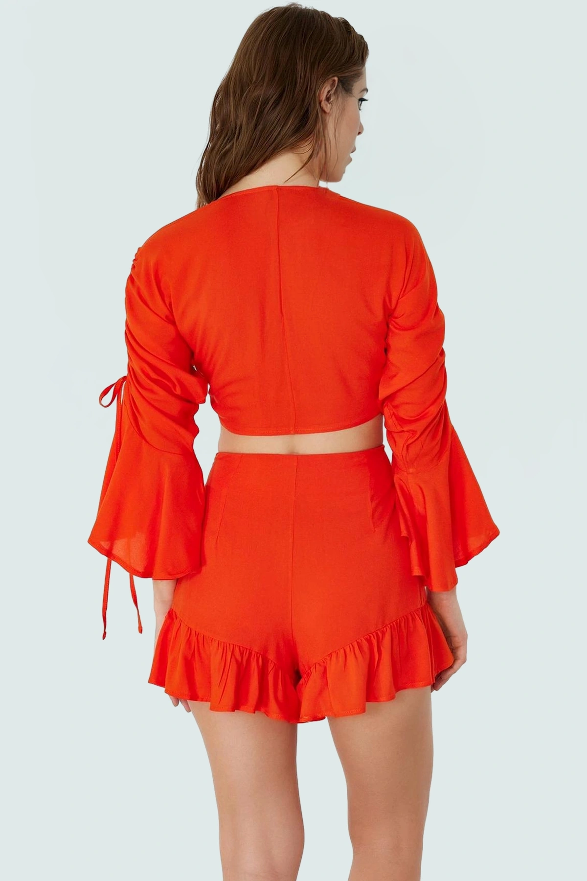 Yazlık Viskoz Dokuma Bluz Şort Takım Plaj Modası Özel Tasarım Mükemmel Uyum Modern Stil