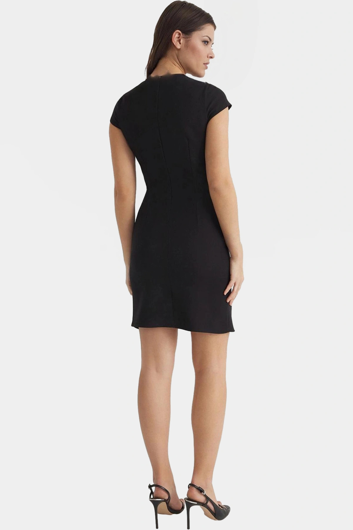 Kadın Mini Elbise V Yaka Kısa Kollu Bodycon Finike Kumaş Özel Tasarım Günlük Kaliteli Malzeme