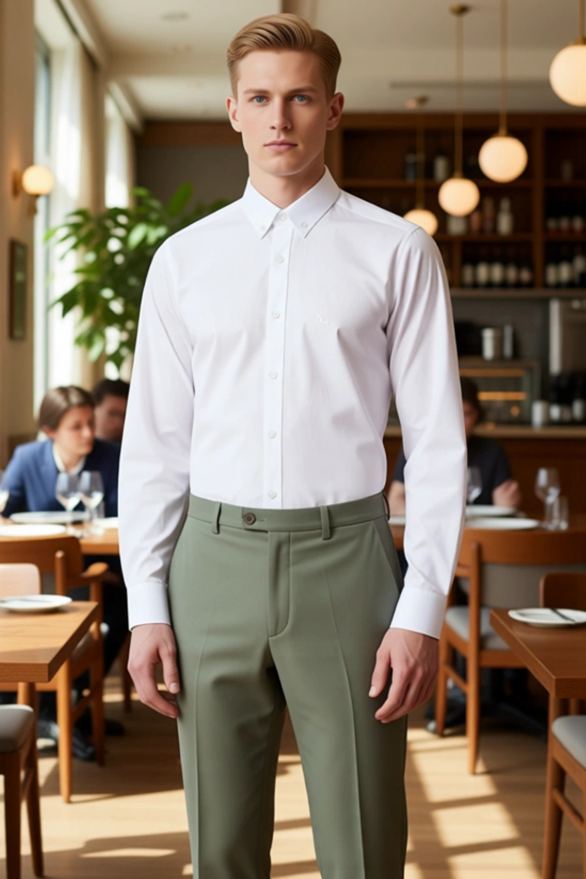 Erkek Regular Fit Oxford Dokuma Nakış Detaylı Kolay Ütülenebilir Uzun Kollu Gömlek Estetik