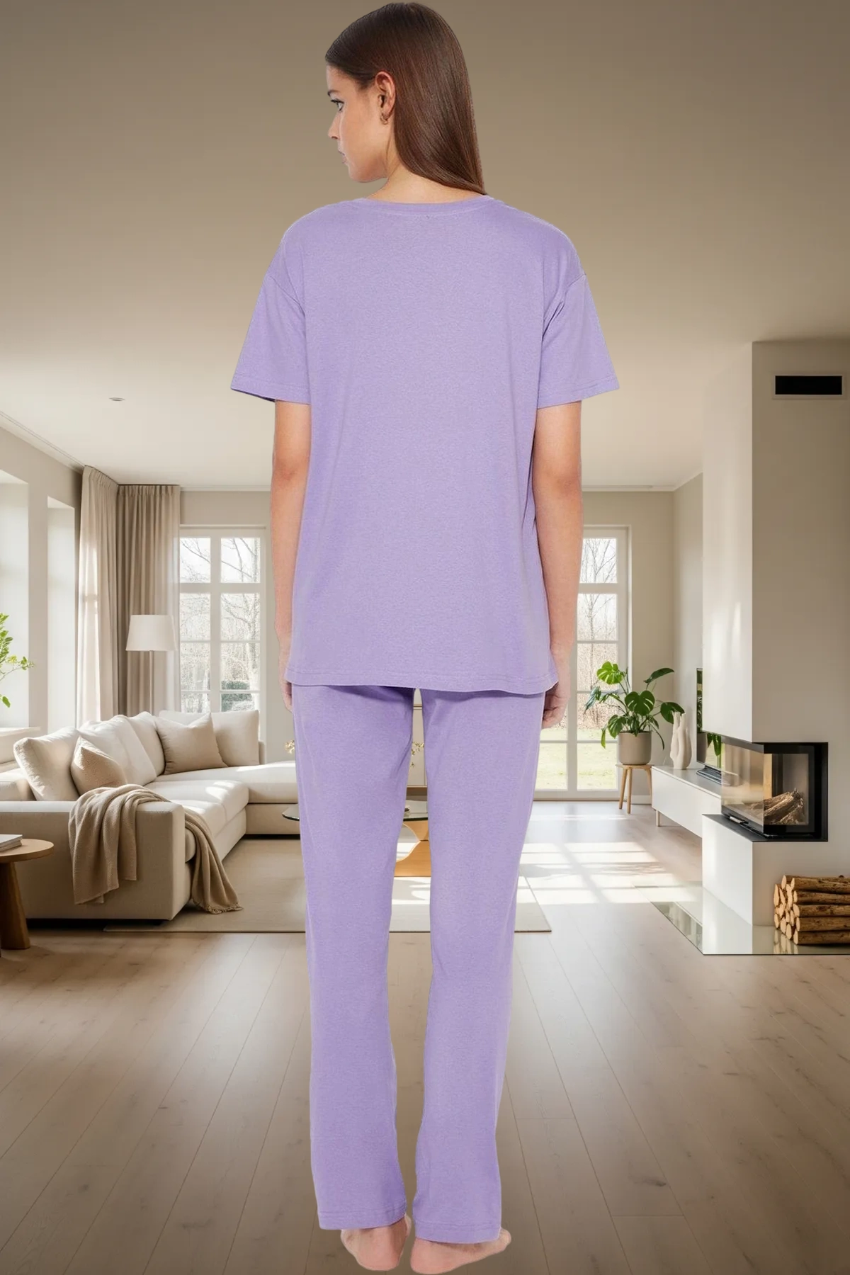 Kadın Pamuklu Cep Detaylı Rahat Pijama Takımı Konforlu Kesim Premium Kalite Modern Stil Seçkin Malzeme