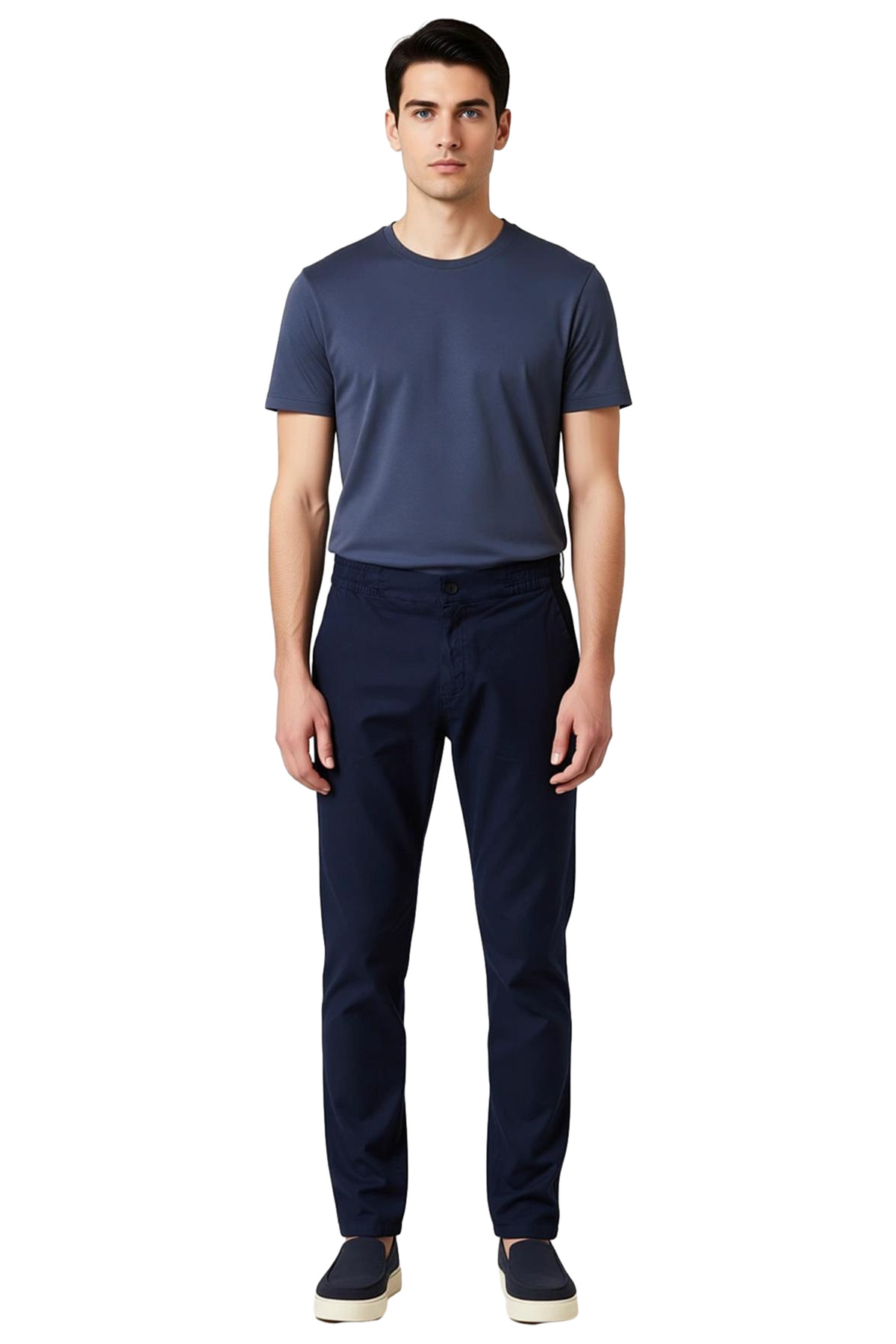 Erkek Moda Uzun Boy Straight Kalıp Pamuklu Dokulu Pantolon Günlük Stil Yazlık