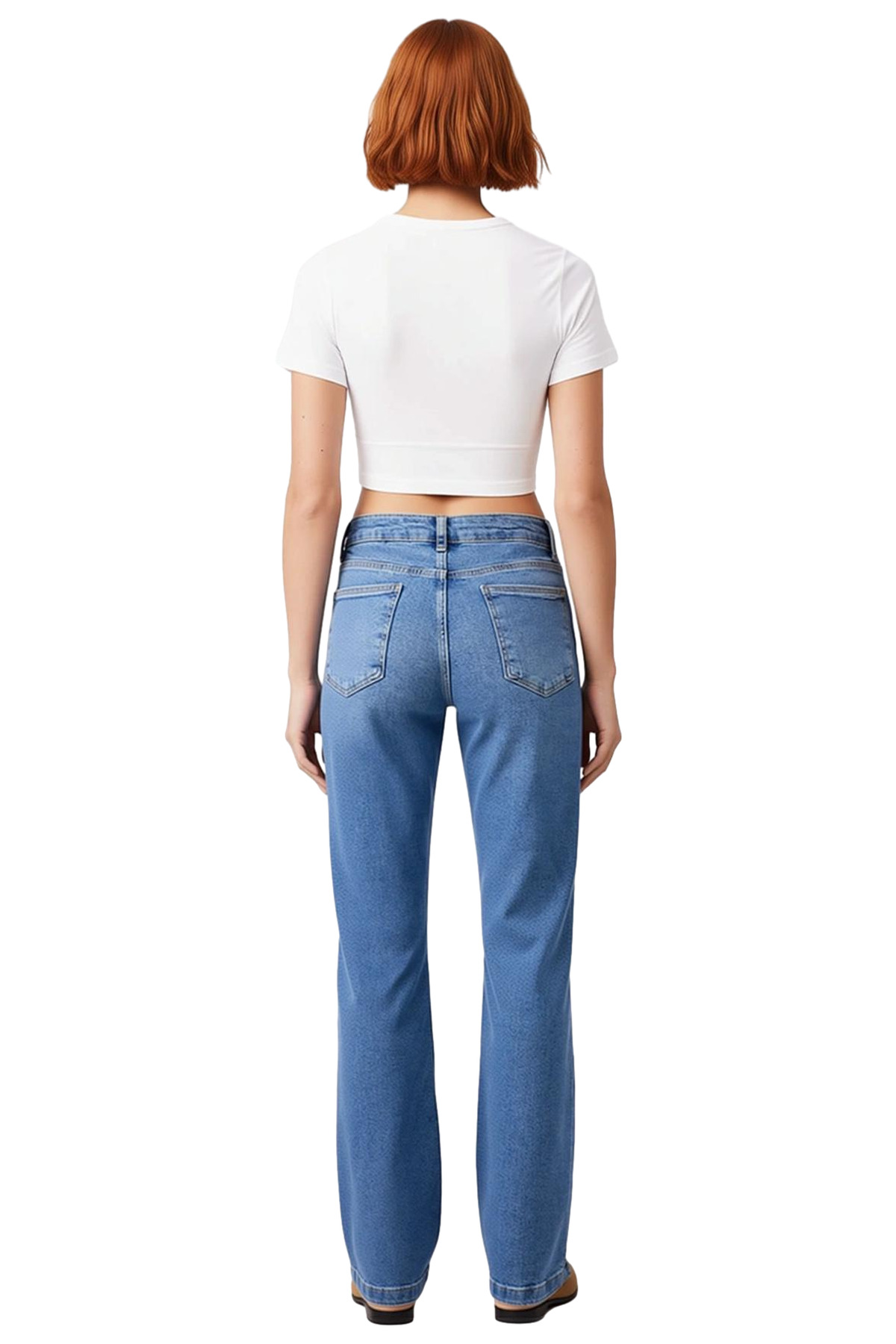 Kadın Yüksek Bel Flare Denim Pantolon Cool & Comfort Fonksiyonel Dayanıklı Kaliteli Modern
