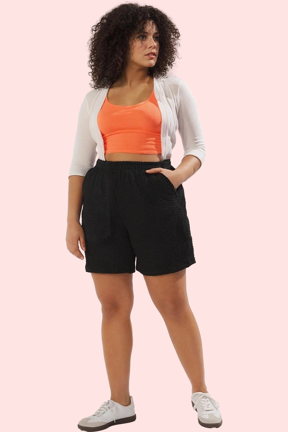 Kadın Geniş Paça Relaxed Fit Örme Şort Dokulu Kumaş Rahat Günlük Yaz Aylarının Vazgeçilmezi