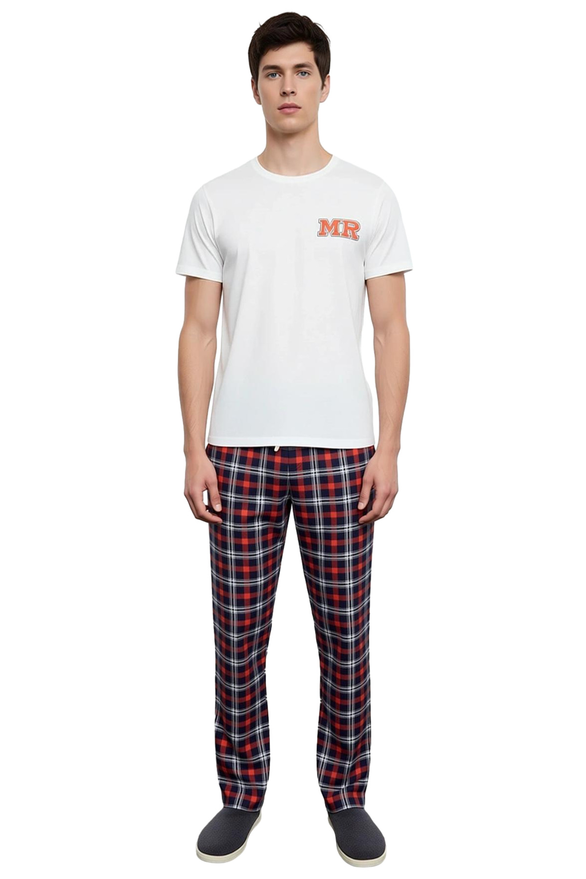 Erkek Bisiklet Yaka Baskılı Regular Fit Pijama Takımı Fonksiyonel Dayanıklı Kaliteli Rahat