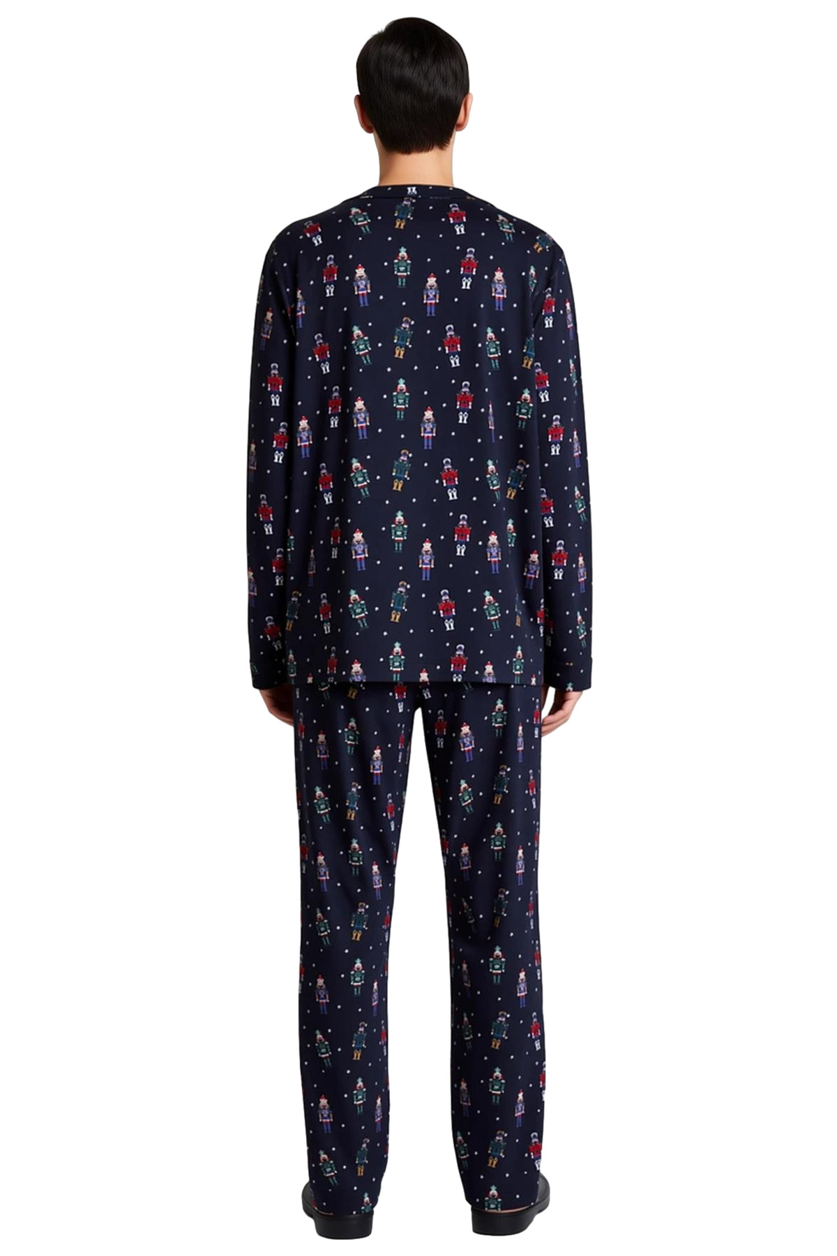 Yılbaşı Temalı Erkek Pijama Takımı Gömlek Yaka Regular Fit Örme %100 Pamuk Fonksiyonel Şık