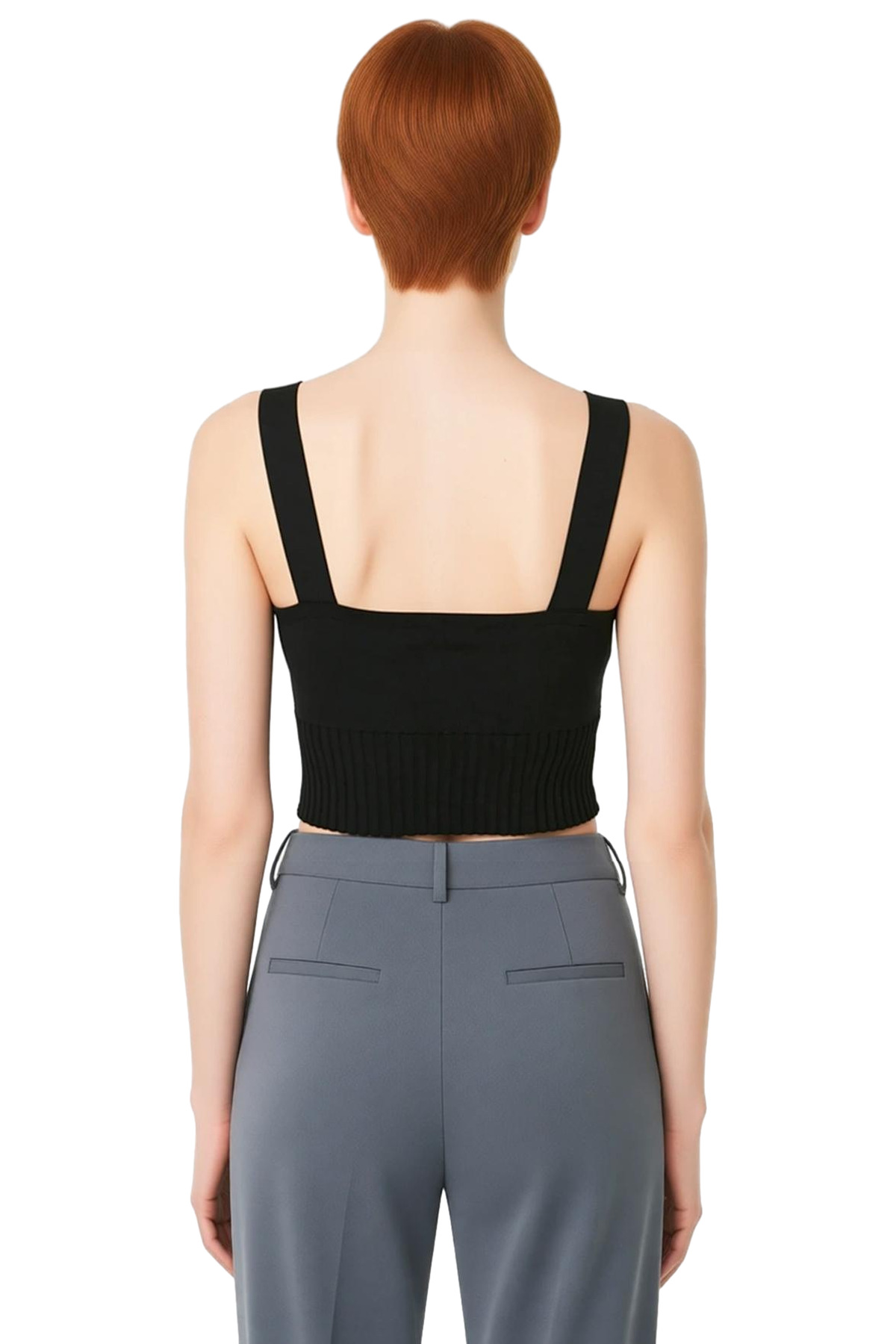 Kadın Fitted Kalp Yaka Kolsuz Triko Crop Bluz Yazlık Günlük Kullanım İçin Serin Ve Şık Tasarım