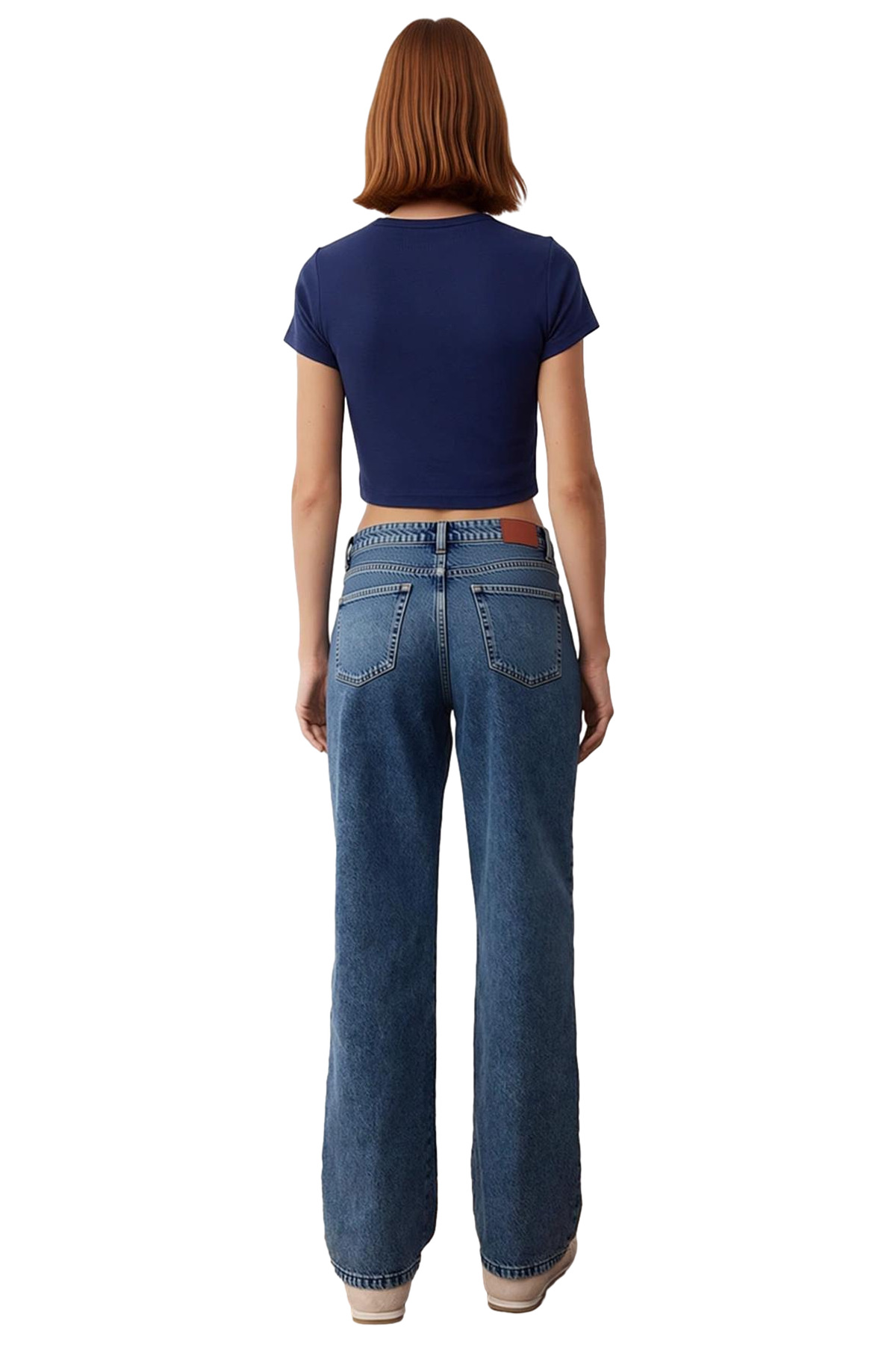 Kadın Kemer Detaylı Wide Leg Denim Pantolon Fonksiyonel Dayanıklı Kaliteli Konforlu Modern