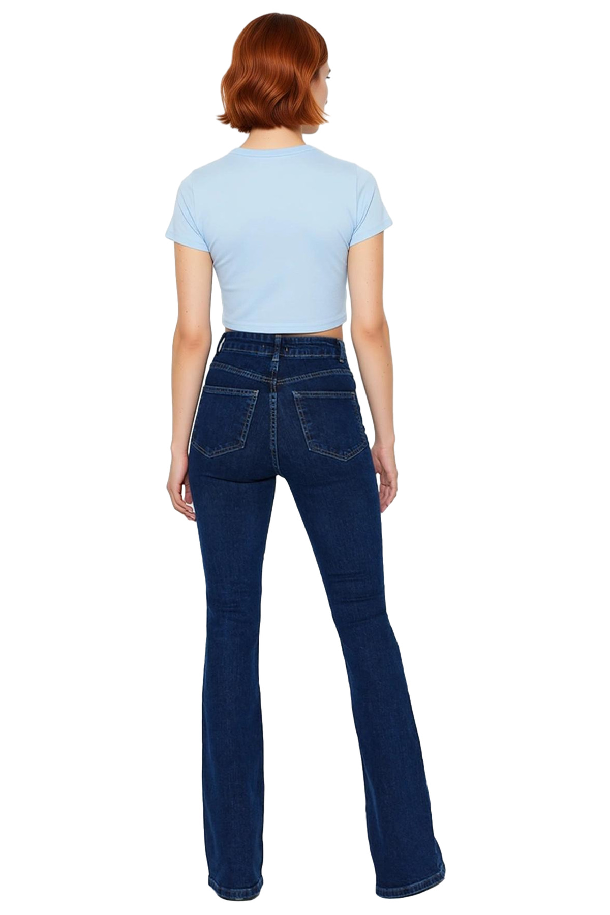 Kadın Moda Yüksek Bel Flare Jean Pamuklu Konforlu Günlük Kullanım Hafta Sonu Mevsimlik Kullanım