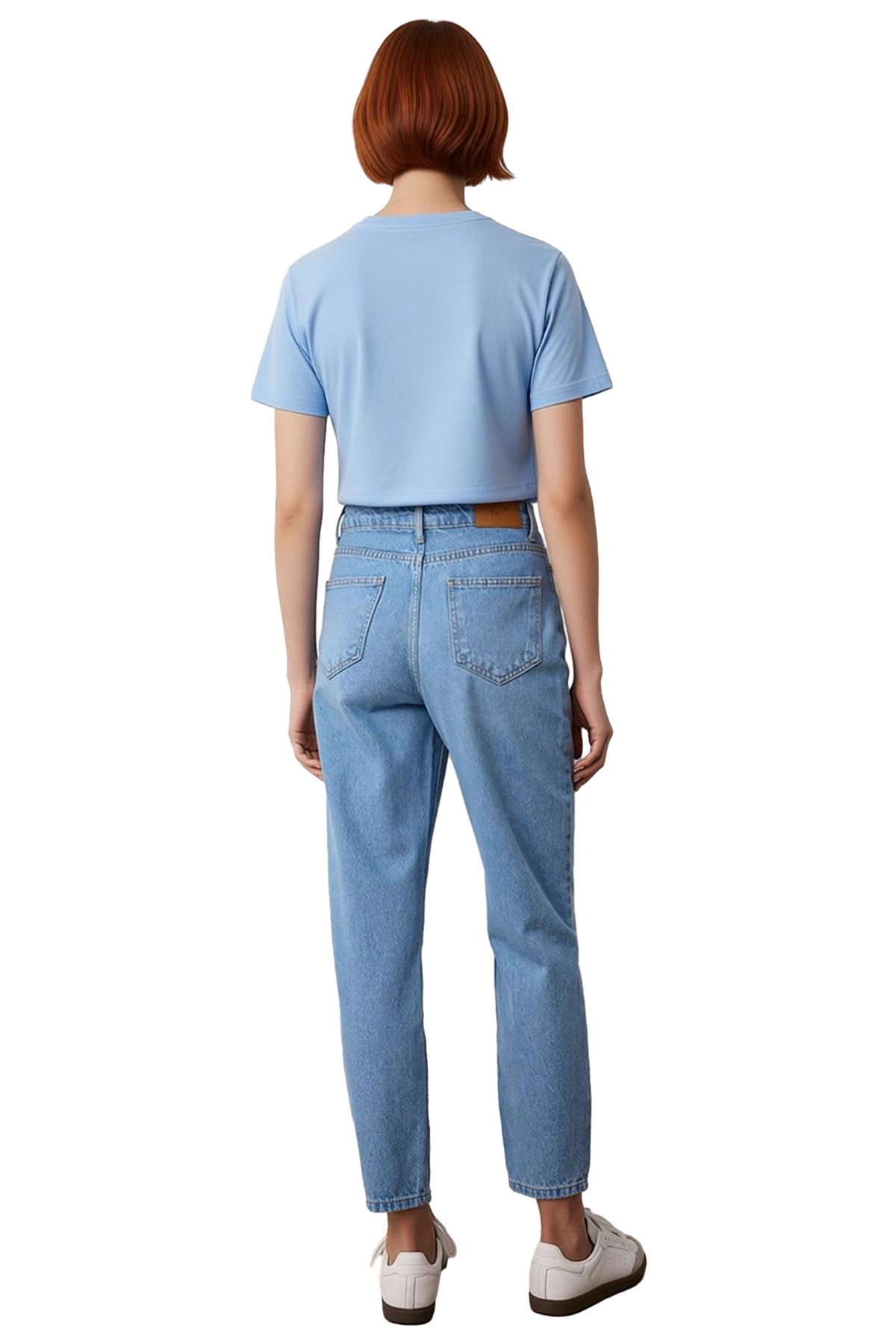 Kadın Moda Yüksek Bel Geniş Paça Mom Jean Uzun Boy Pamuklu Günlük Kullanım Mevsimlik Kullanım