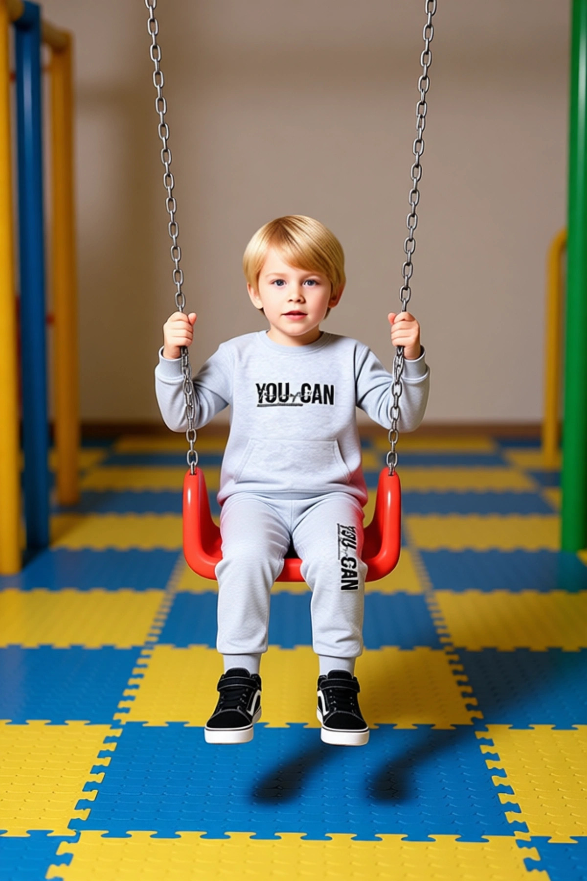 Motivasyonel Baskılı Erkek Çocuk Alt-Üst Örme Sweatshirt ve Eşofman Takımı Kaliteli Şık Rahat