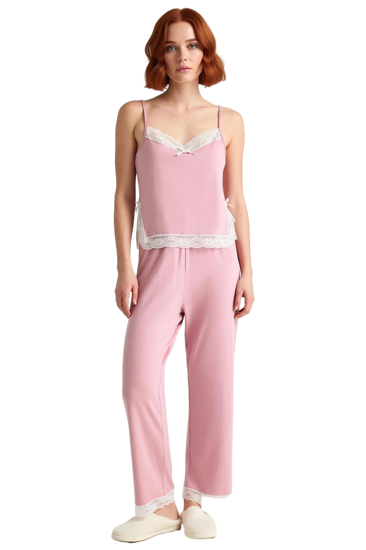 Kadın Viskoz Örme Pijama Takımı İnce Askılı Regular Kalıp Özenle Seçilmiş Seçkin Malzeme