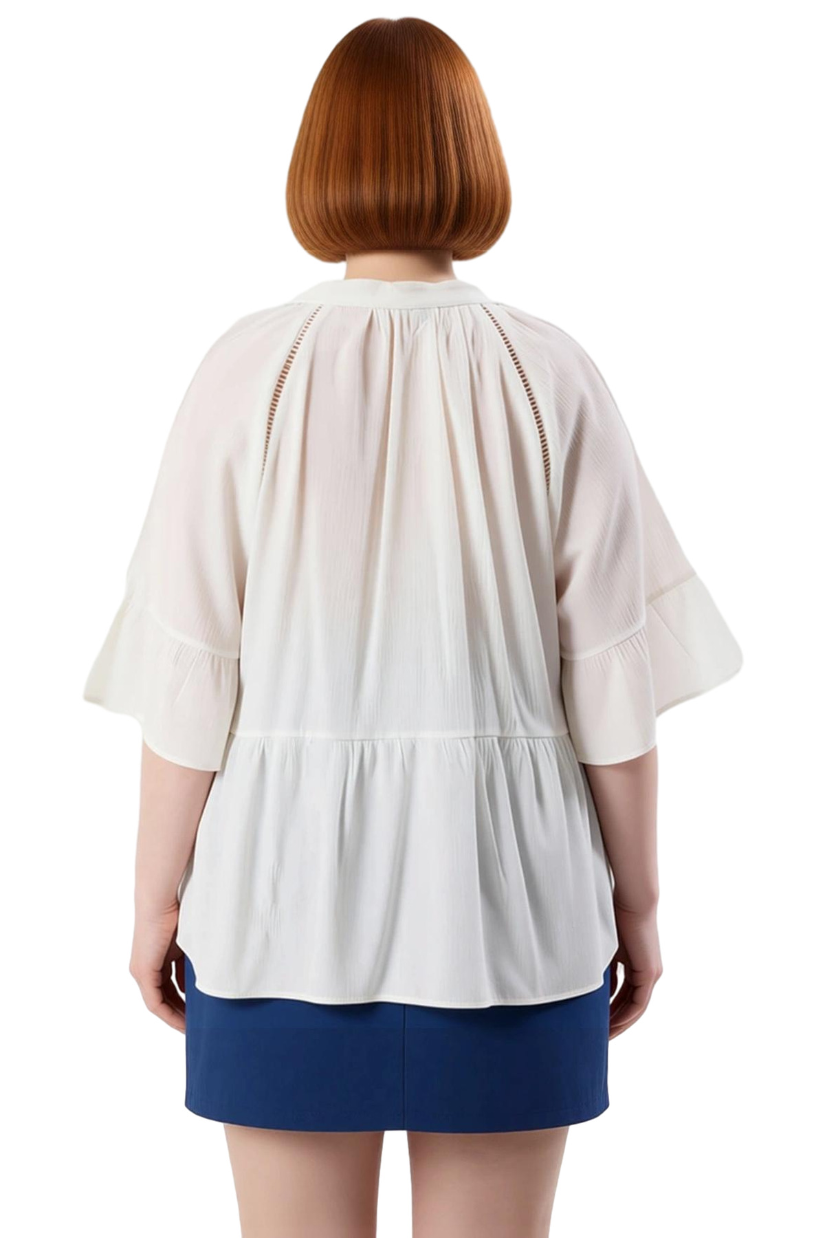 Kadın V Yaka Kısa Kol Peplum Dokuma Gömlek Rahat ve Şık Günlük Stil Kaliteli Şık Rahat Modern