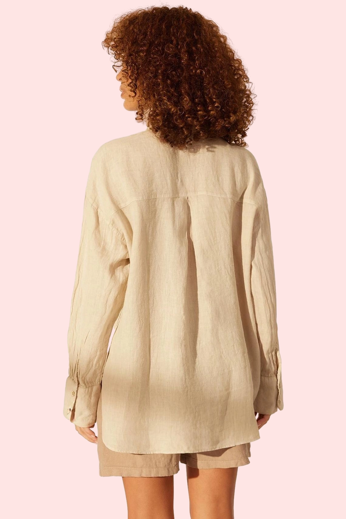 Kadın Oversize Keten Gömlek Düz Desen Günlük Kullanım Yazlık Hafta Sonu Yaz Aylarının Vazgeçilmezi