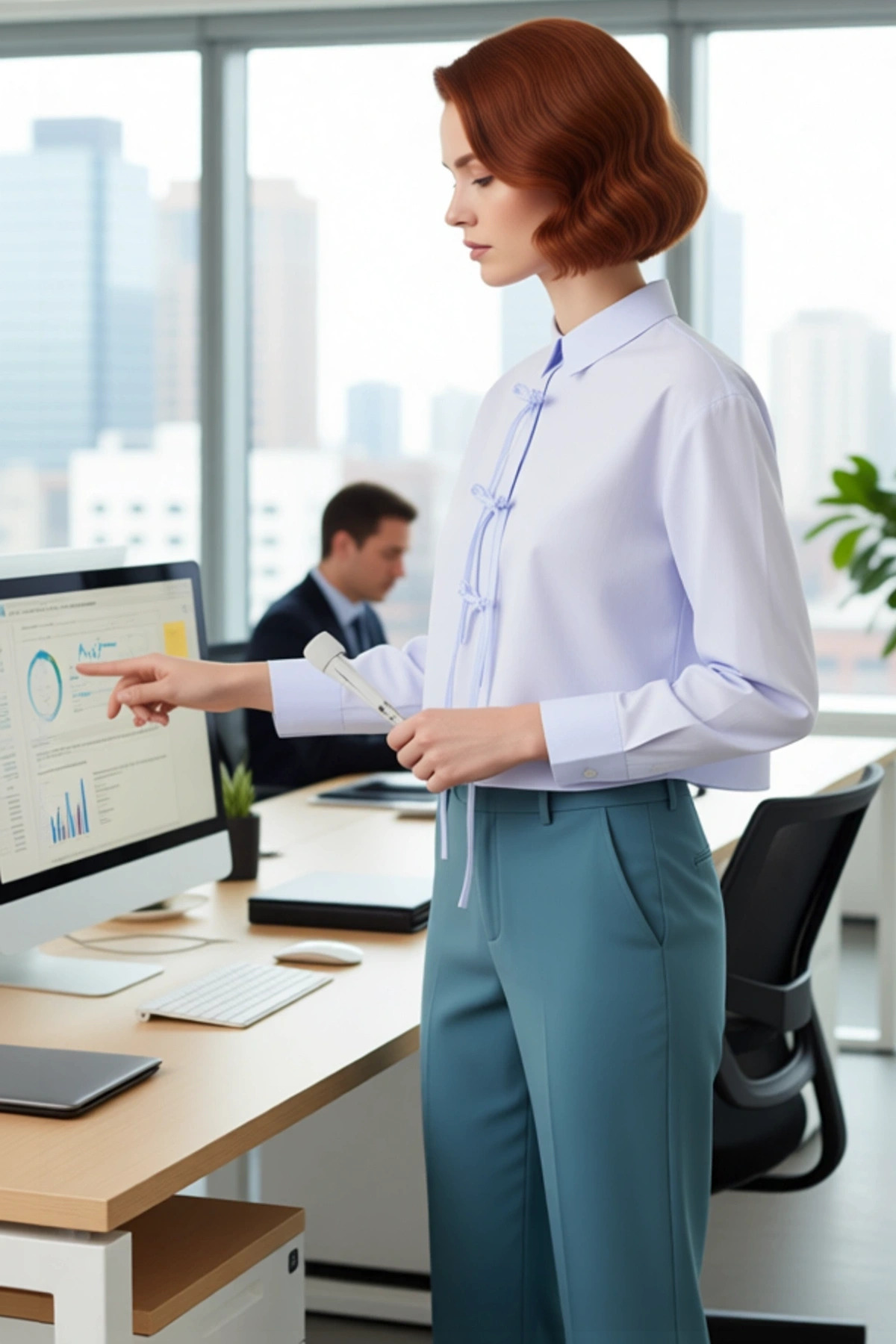 Kadın Çizgili Bağcık Detaylı Relaxed Kesim Uzun Kollu Dokuma Gömlek Şık Günlük Kombinler Spor