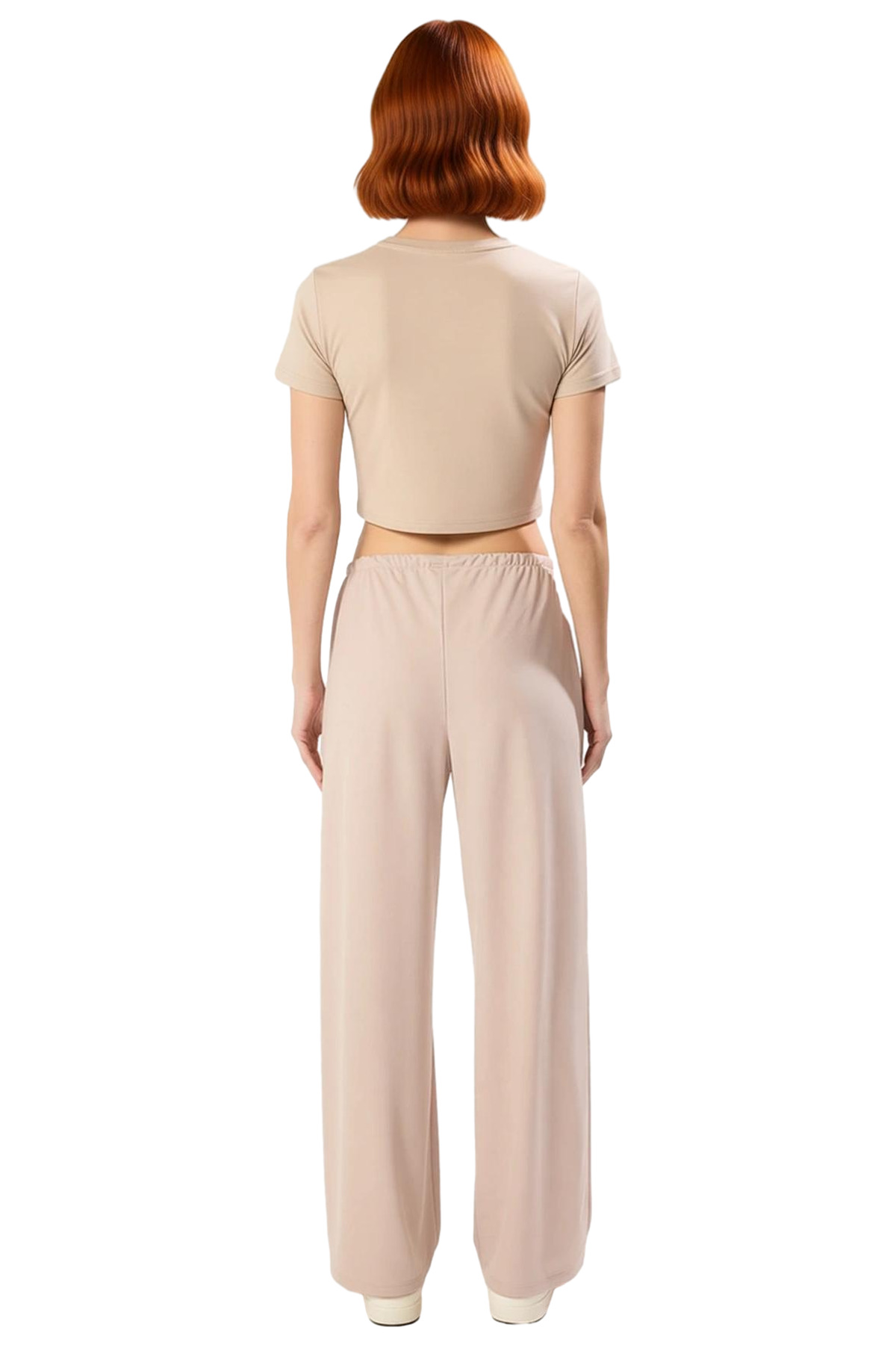 Kadın Moda Yüksek Bel Geniş Paça Straight Pantolon Bağlama Detaylı Günlük Kullanım Modern Tasarım