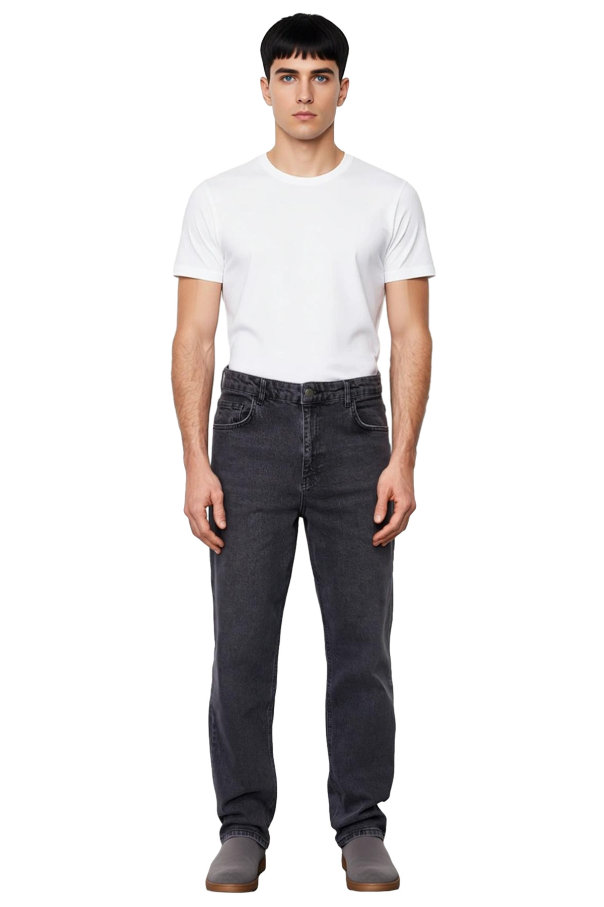 Erkek Moda Baggy 90s Straight Fit Kot Pantolon Normal Bel Denim Günlük Kombinler Modern Tasarım