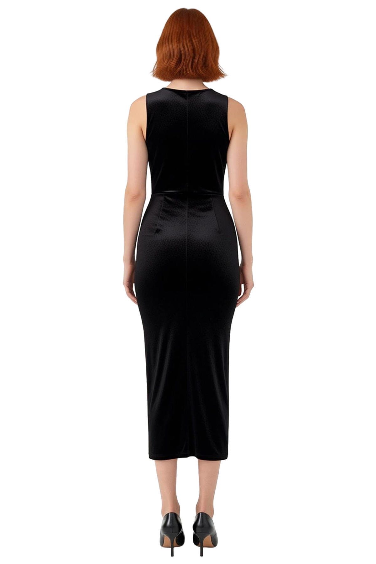 Kadın Siyah Asimetrik Yaka Tek Omuz Kadife Bodycon Maxi Abiye Elbise Özel Davet Şıklığı Kaliteli