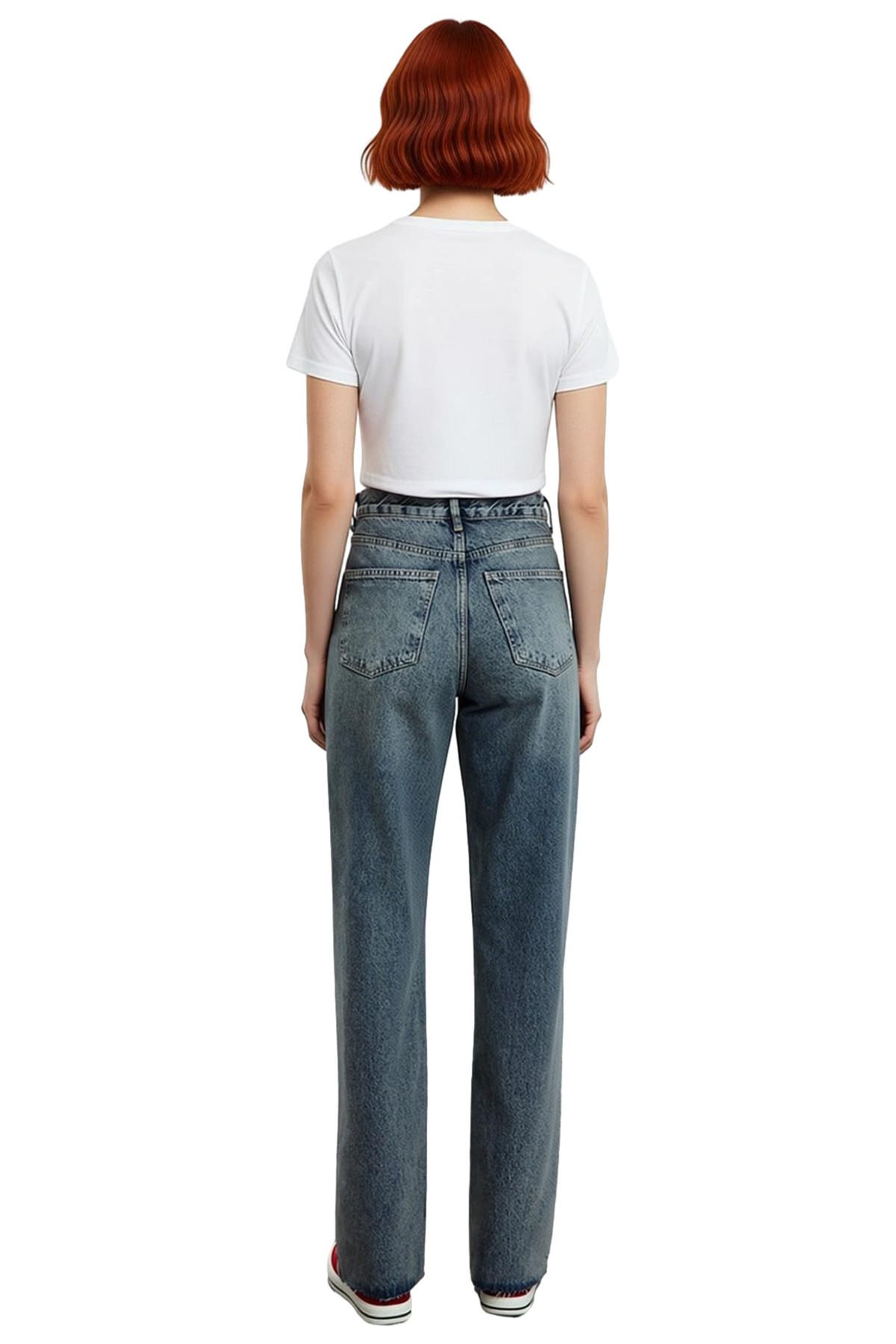 Kadın Moda Uzun Boy Pamuklu Geniş Paça Jean Pantolon Günlük Stiller Hafta Sonu Kaliteli Malzeme